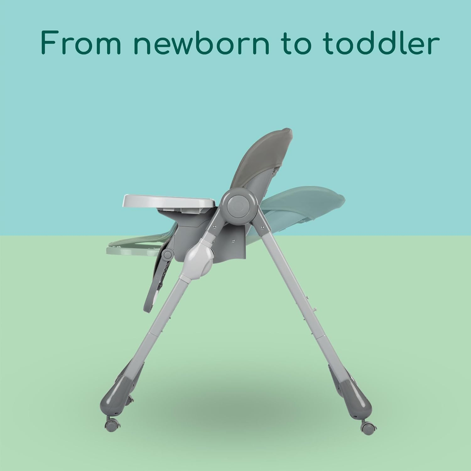 Mother&rsquo;S Choice Strand Hi-Lo Highchair (Mineral Grey)&ndash; Adjustable Recline, Removable Tray & Padded Seat for Babies 6&ndash;36 Months