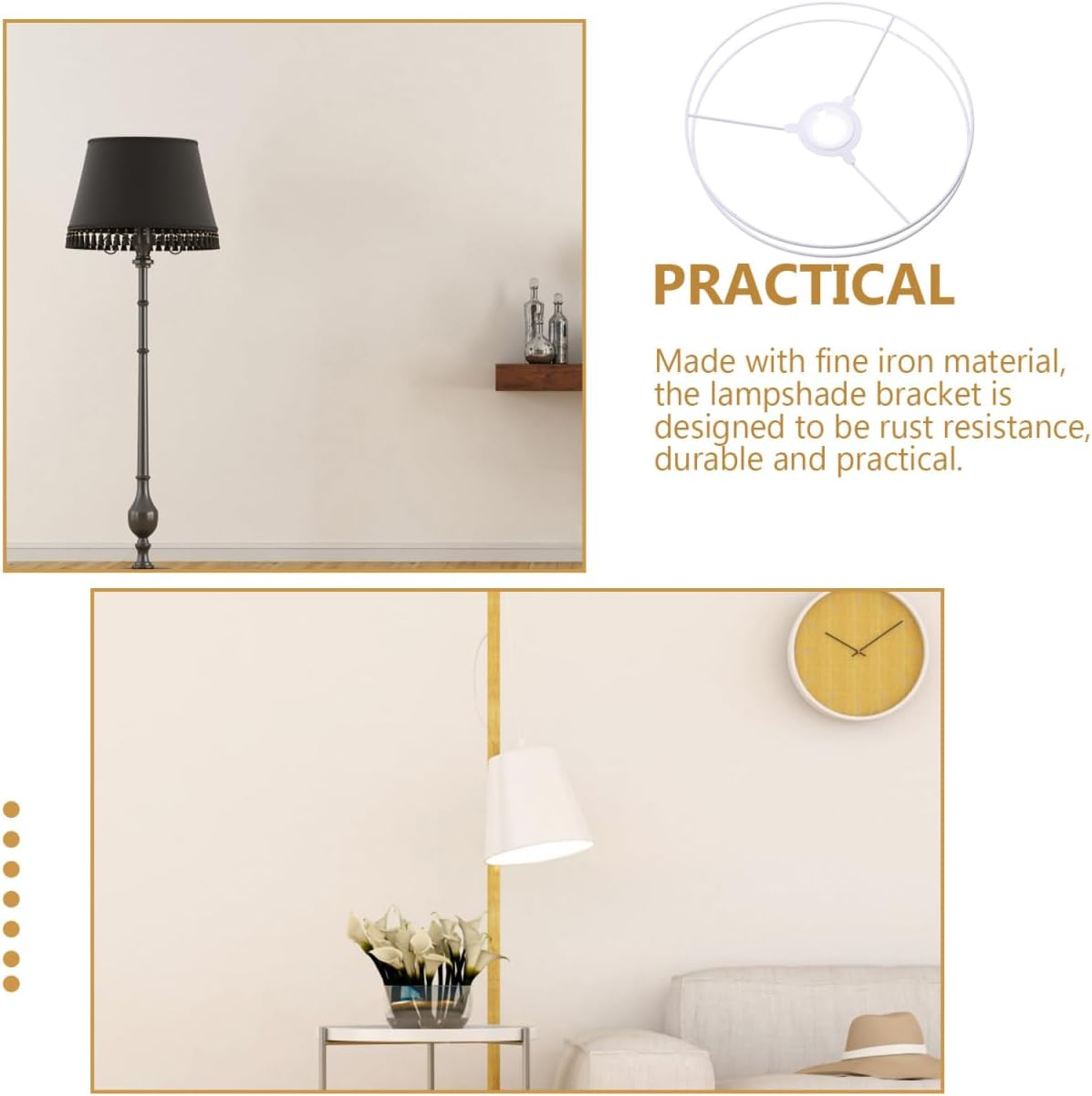 Ciieeo Wire Shade Rings round Lampshade Frame Metal Wire Drum Ring for DIY Table Floor Pendant Lamp Making 30Cm