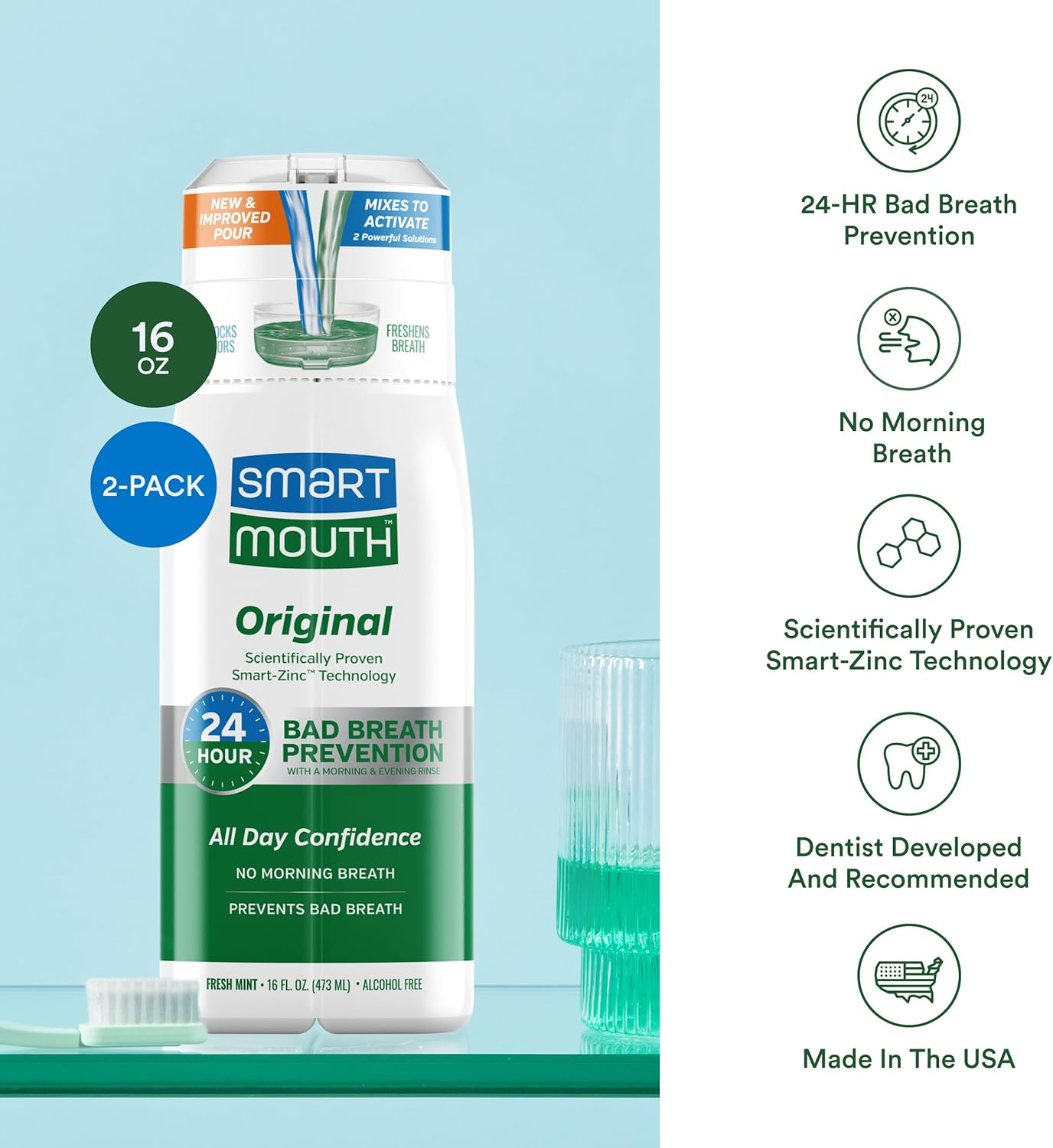 Smart Mouth Mouthwash, Fresh Mint - 16 Oz - 2 Pk image number 4