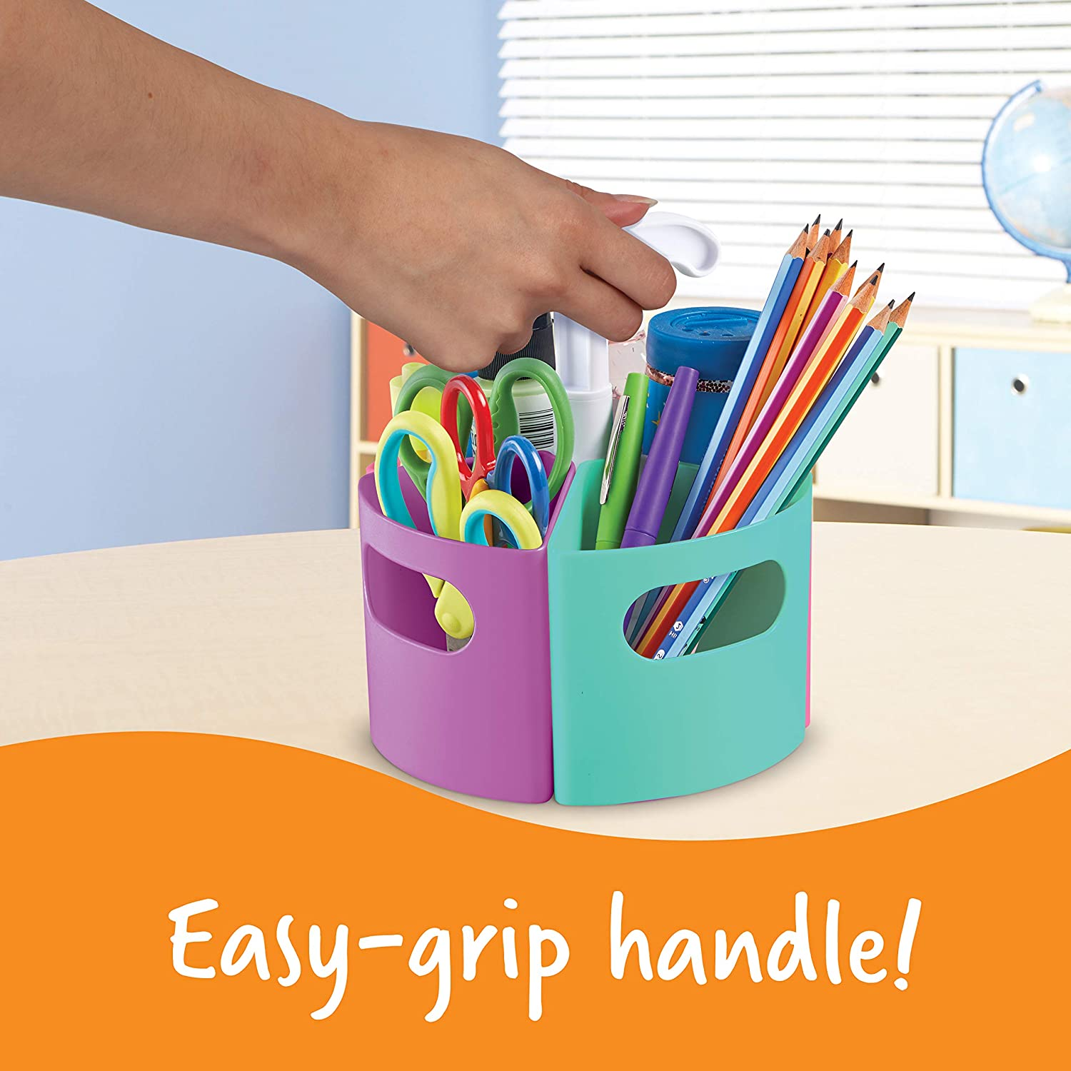 Learning Resources Create-A-Space Storage Mini Center - Pastel, Classroom Craft Keeper, Maker Space, Small Space Storage, Teacher Organizer, Home School Accessories, 4 Piece Set image number 1