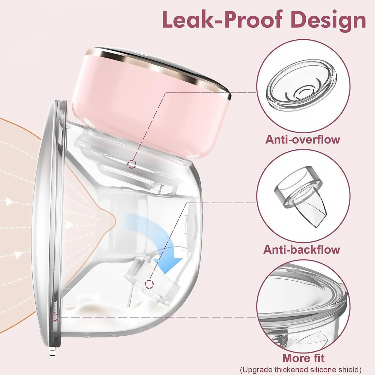 Wearable Electric Breast Pump, LED Display, Hands-Free, Portable Breastfeeding, Comfortable Flange 17Mm,19Mm,21Mm,24Mm Insert, 3 Mode and 9 Level Portable Electric Pump. Suitable for All Breasts. image number 1