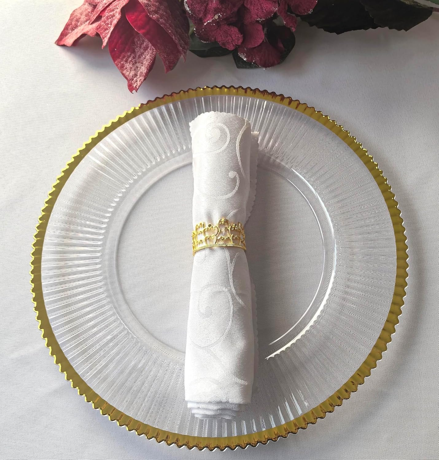 Crown Design Napkin Rings - 12Pcs round Table Decor Holder for Dinner Party, Christmas, Dining Table (GOLD-C24) image number 3