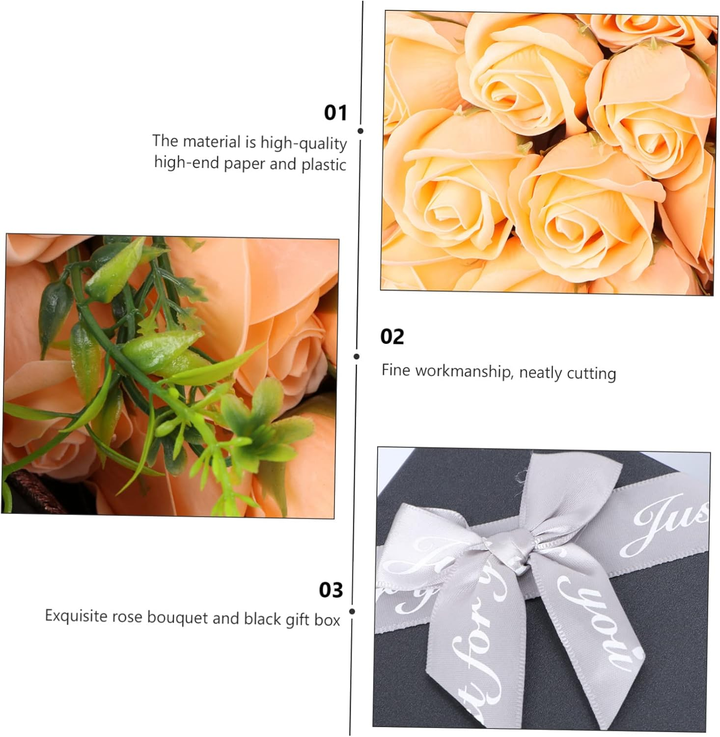 Beavorty Vivid Petal Soap Bouquet Rose Petals in Soap Box for Women'S Day Mother'S Day