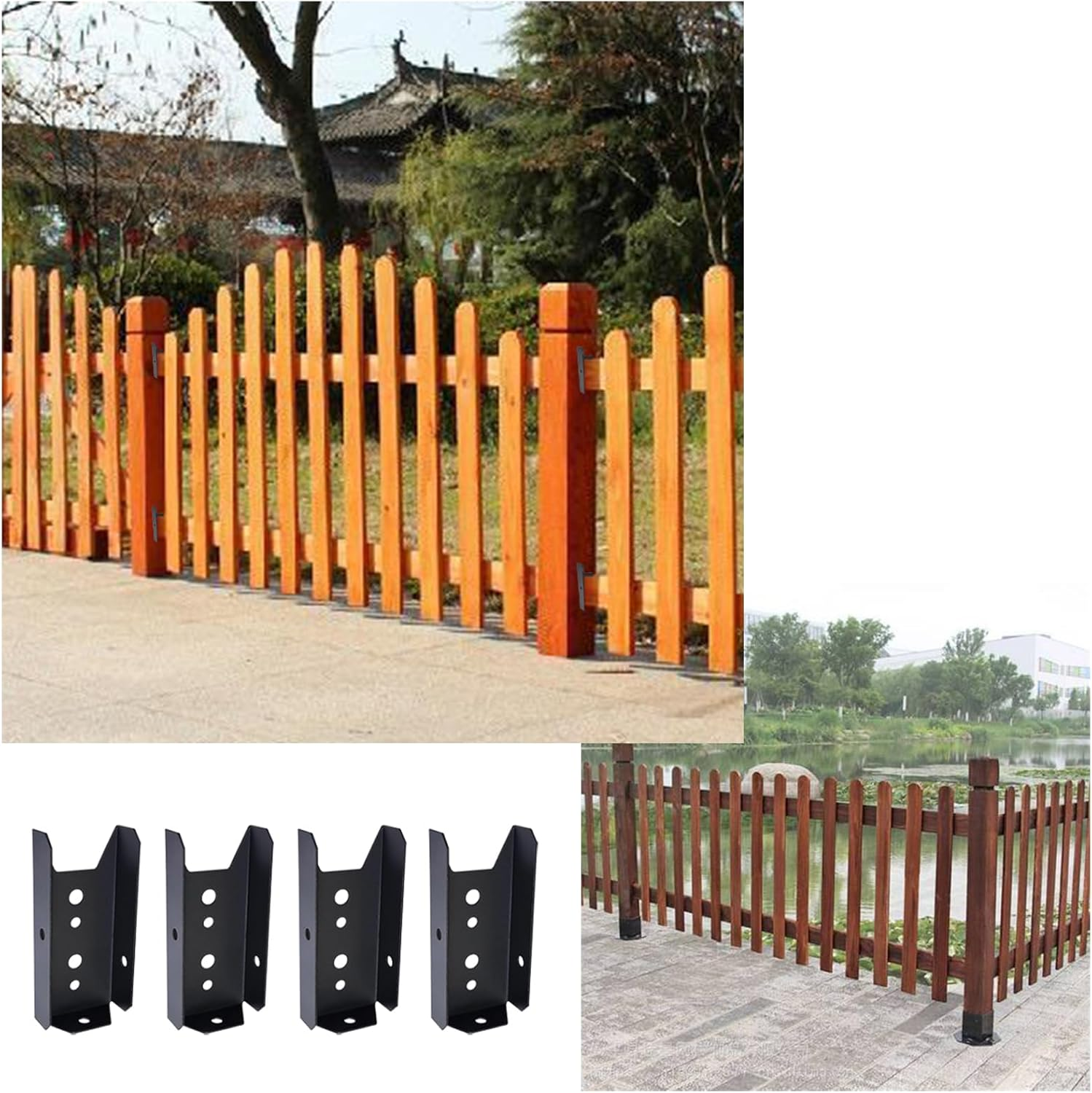 Auto-Plaza 48 Count 2X4 Inch Wood Post Black Steel Railing Mount Brackets Set image number 3