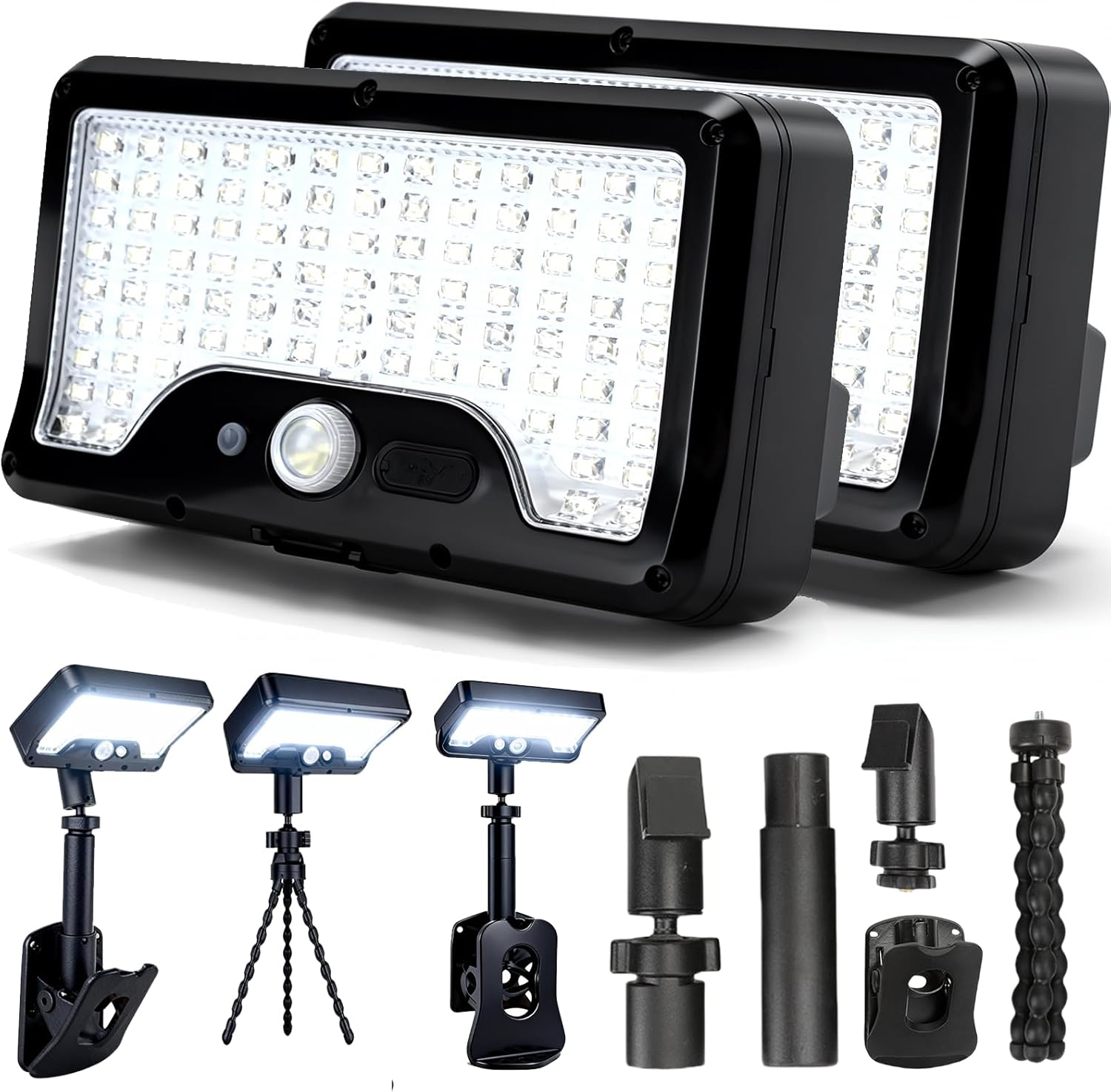 Pack of 2 Solar Lights for Outdoors, Clip-On Solar Light with Motion Sensor, LED Solar Lights for Outdoor Use, IP65 Waterproof, USB Rechargeable Solar Lights, Fence Light, Solar Street Lights For image number 5