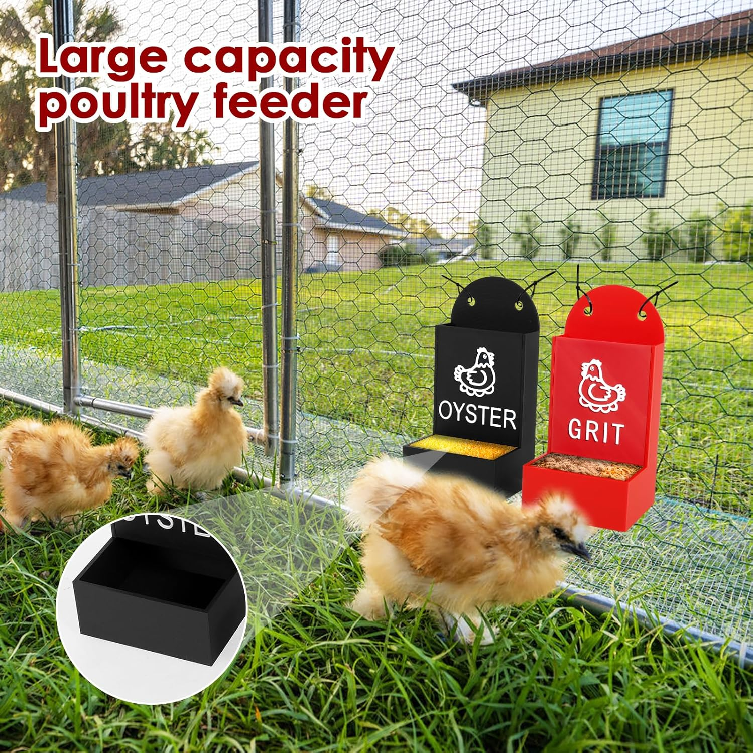 Rdjeokf Chicken Grit and Oyster Shell Feeder, Accessories, outside Waterer, Poultry Feeding Equipment, Snack Bowl,Pet Feeding Equipment, for Hens Ducks Birds and Goats (02) image number 3