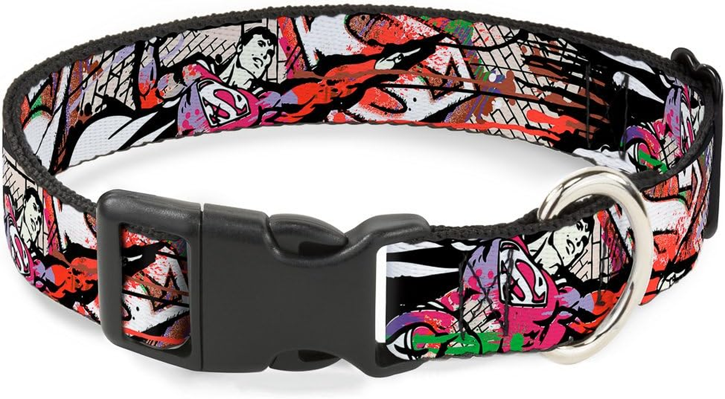 Buckle-Down Plastic Clip Dog Collar, Superman Colour Flying Bricks Scene, 15 to 26 Neck Size X 1.0 Inch Width image number 4