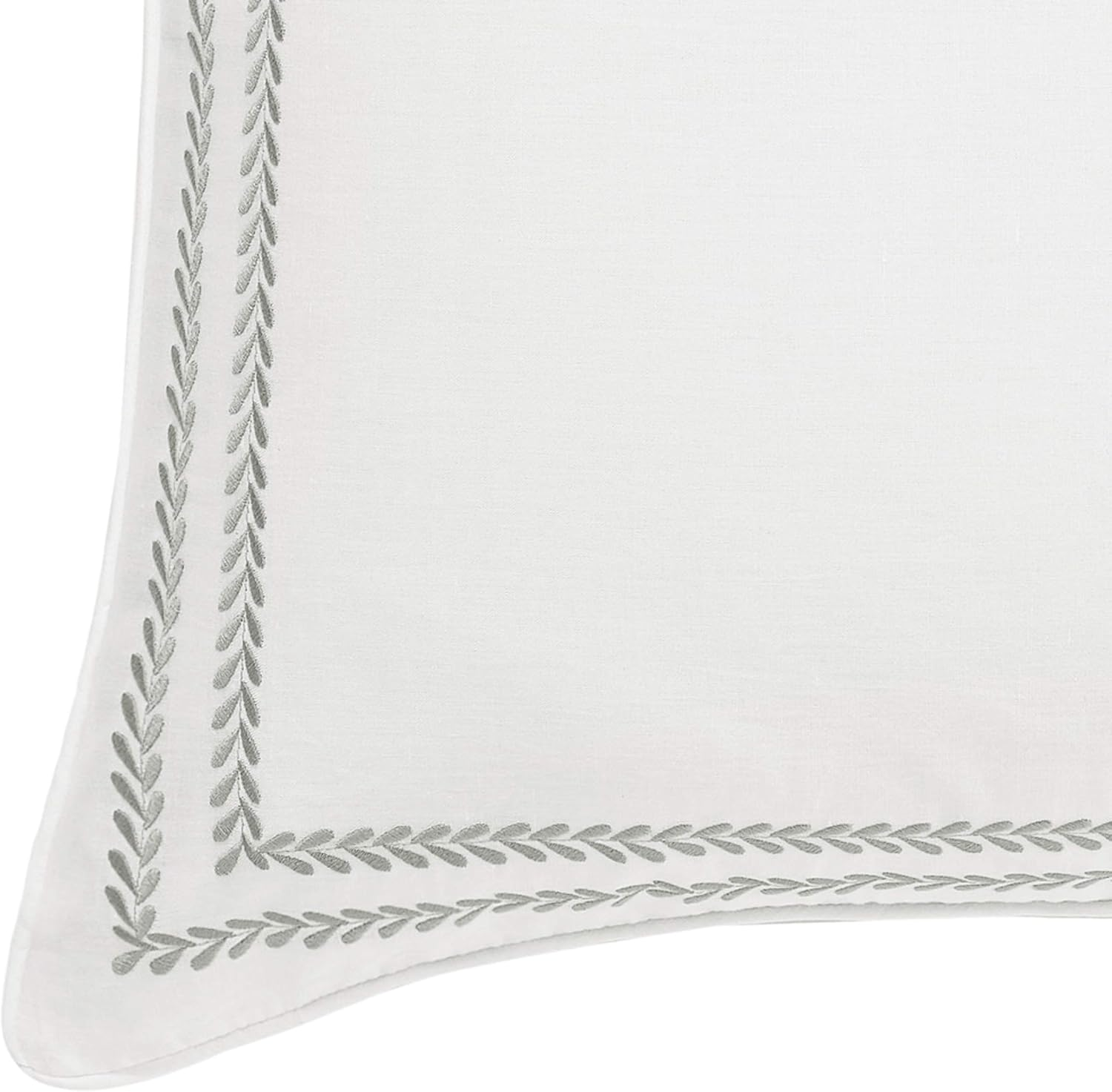 Laura Ashley Home - Euro Sham Set, Smooth Cotton Shams with Zipper Closure, Lightweight & Stylish Home Decor (Stitched Vine Leaf Grey, 2 Piece) image number 4