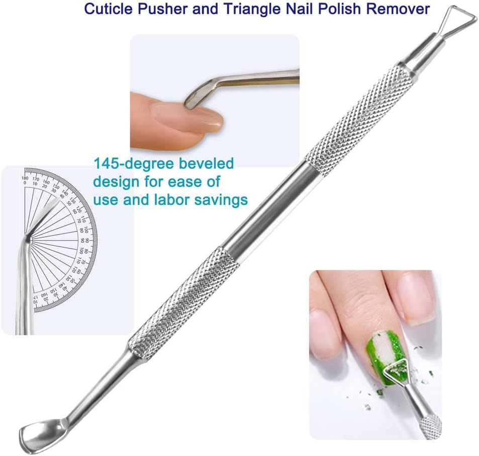 Pingispower Cuticle Pusher Set, 2PCS Professional Grade Stainless Steel Cuticle Cutter and Cuticle Remover Tools, Durable Manicure Kit and Pedicure Tool for Fingernails and Toenails image number 1