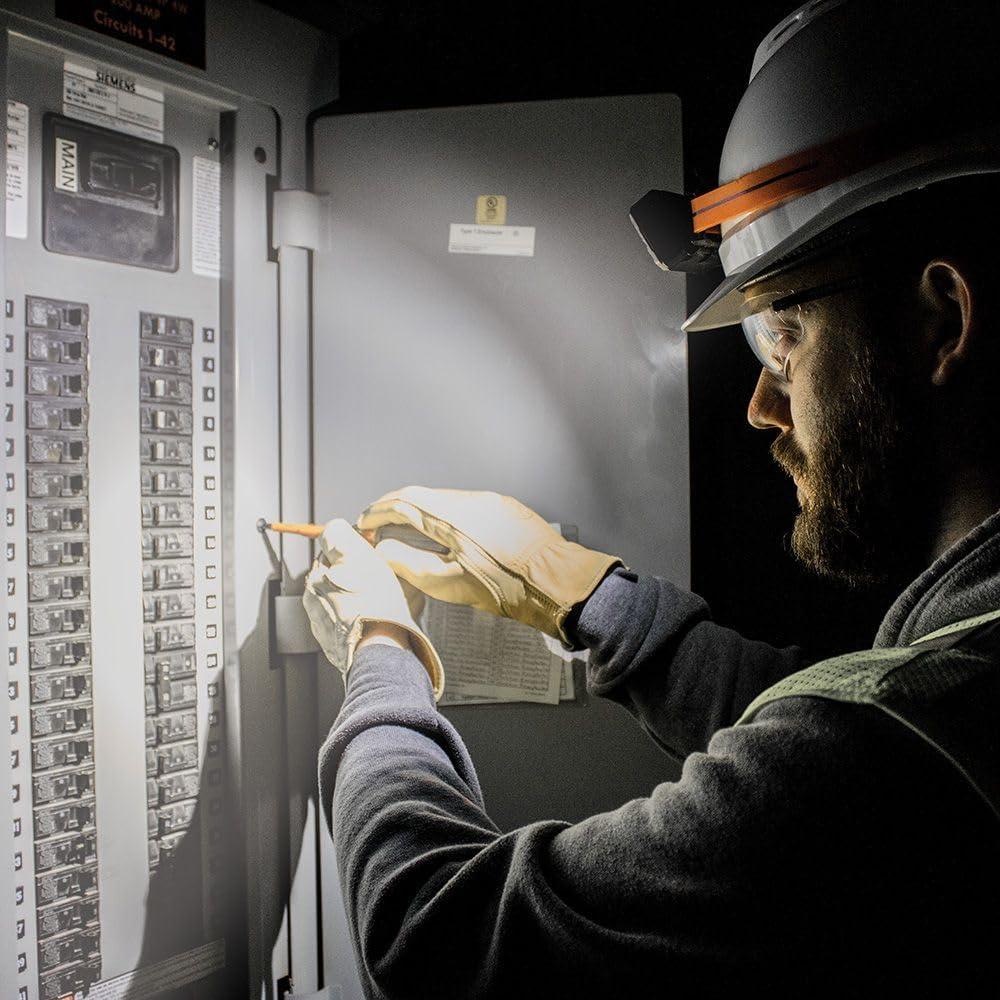 Klein Tools A-56064 400 Lumens Rechargeable Auto-Off LED Headlamp with Silicone Strap, Orange/Black image number 5