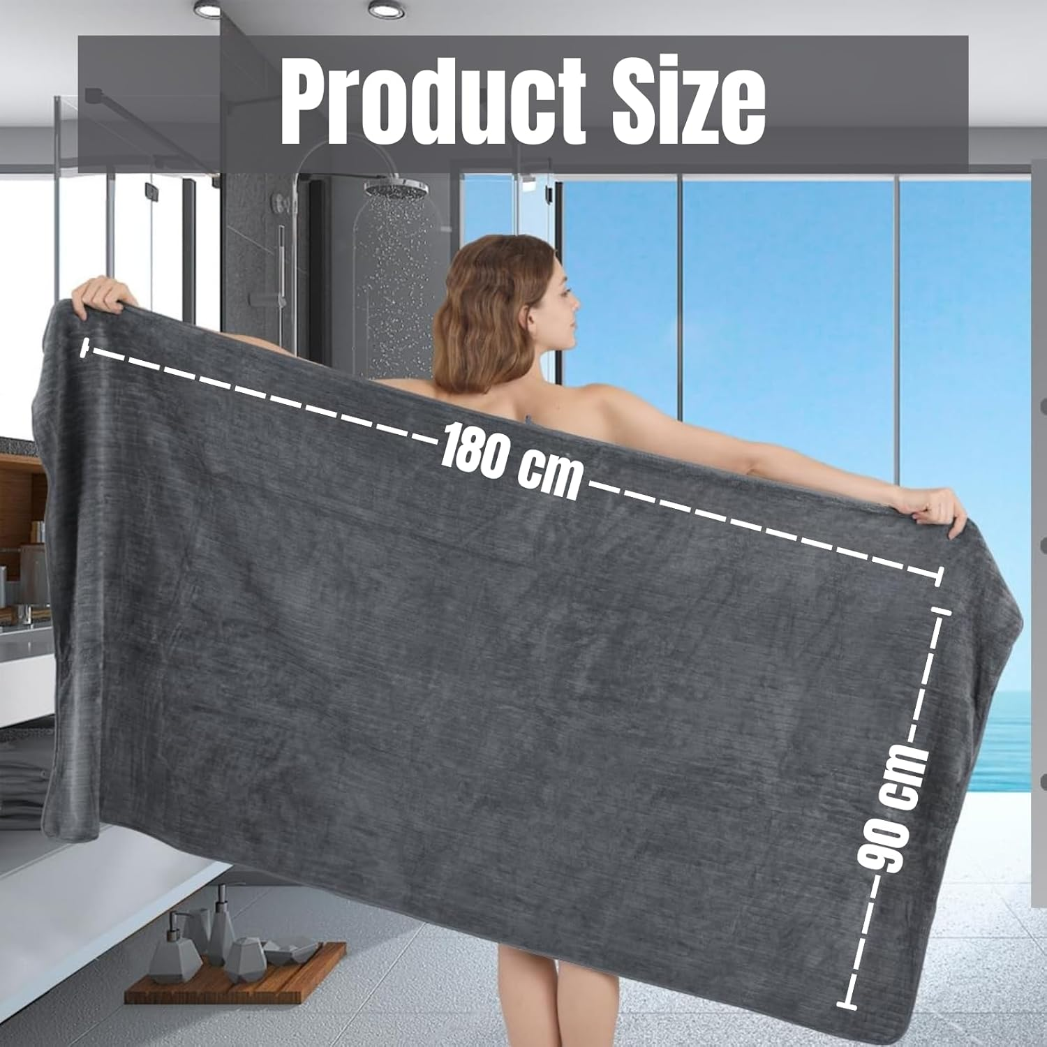 2 Pack Extra Large Bath Towels 90 X 180 Cm, JOMWEN Oversize Towel Microfiber Bath Sheet, Super Absorbent Bathroom Towel Set, Quick Dry Shower Towels for Home, Hotel, Dorm, Spa, Shower, Gym image number 4