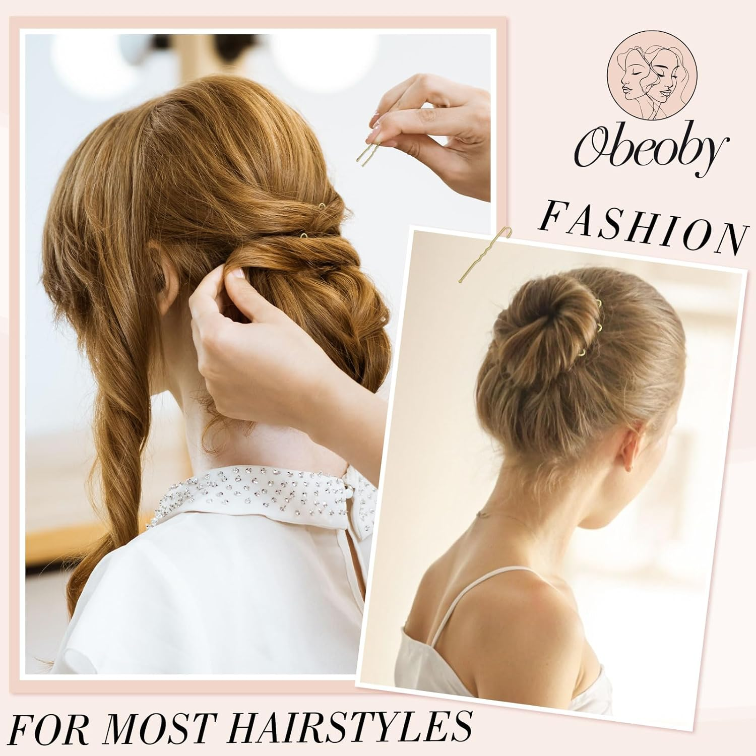 460-Piece Hair Pins and Hair Bobbles Set, 220 Bobby Pins - 2 Sizes and 240 Hair Bobbles with Storage Box for Women Girls Wedding Hairstyles (Gold) image number 3