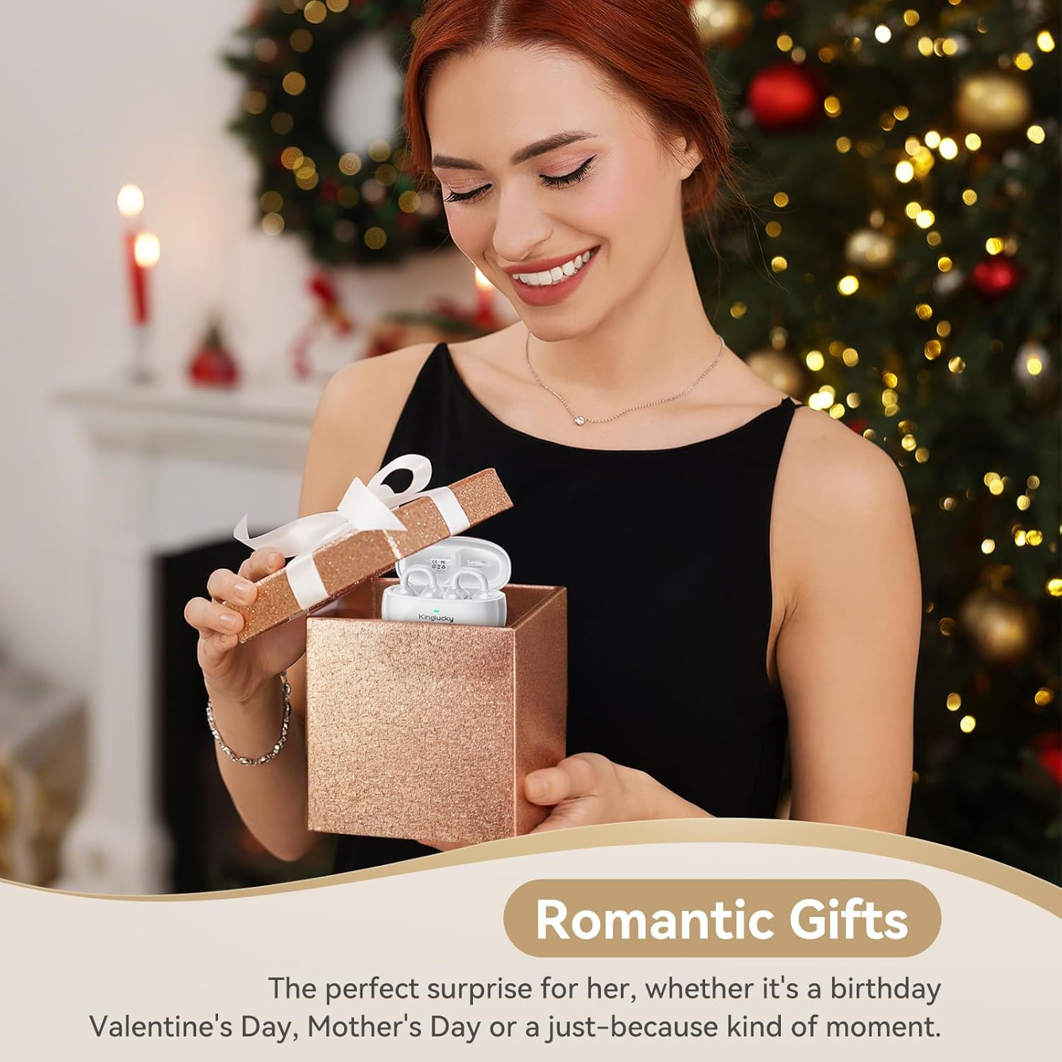 Kinglucky Clip-On Earbuds Comfortable Fit & Crystal-Clear Sound, 40H Playtime Open Ear Buds Bluetooth 5.4 Wireless Headphones for Women Ideal for Small Ears,Sports,Workouts,Glasses White image number 2