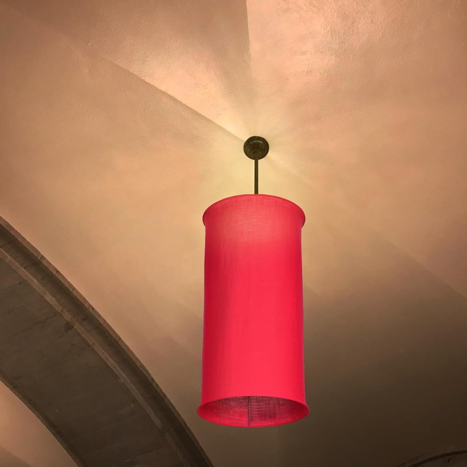 NULYLU Red 35Cm Foldable Cloth Hanging Lamp Shade E27 Pendant Lampshade and Table Lamp Fabric Shade Suitable for Living Room Lighting image number 4