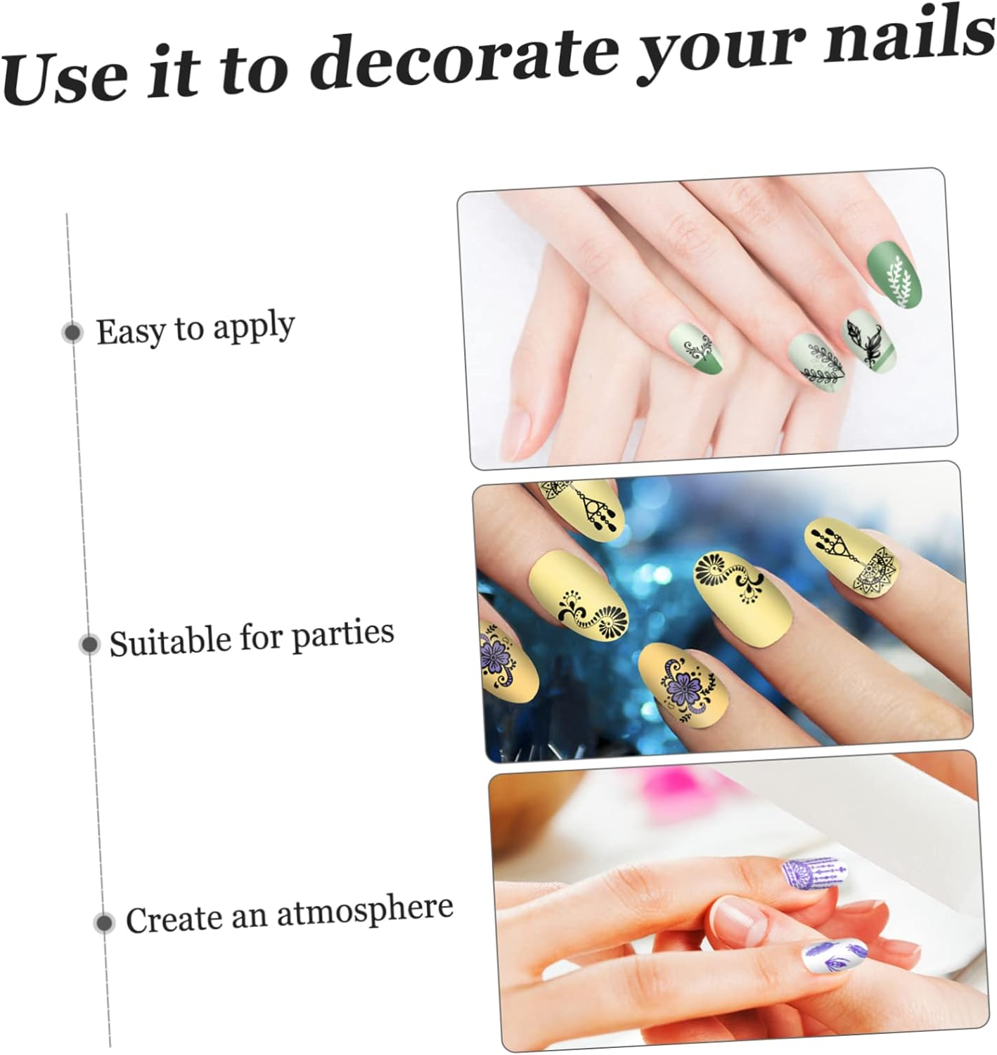 MUCKLILY 3Pcs Nail Art Print Template Metal Nail Stamper Plates Flower Art Stencils for DIY Manicure image number 1