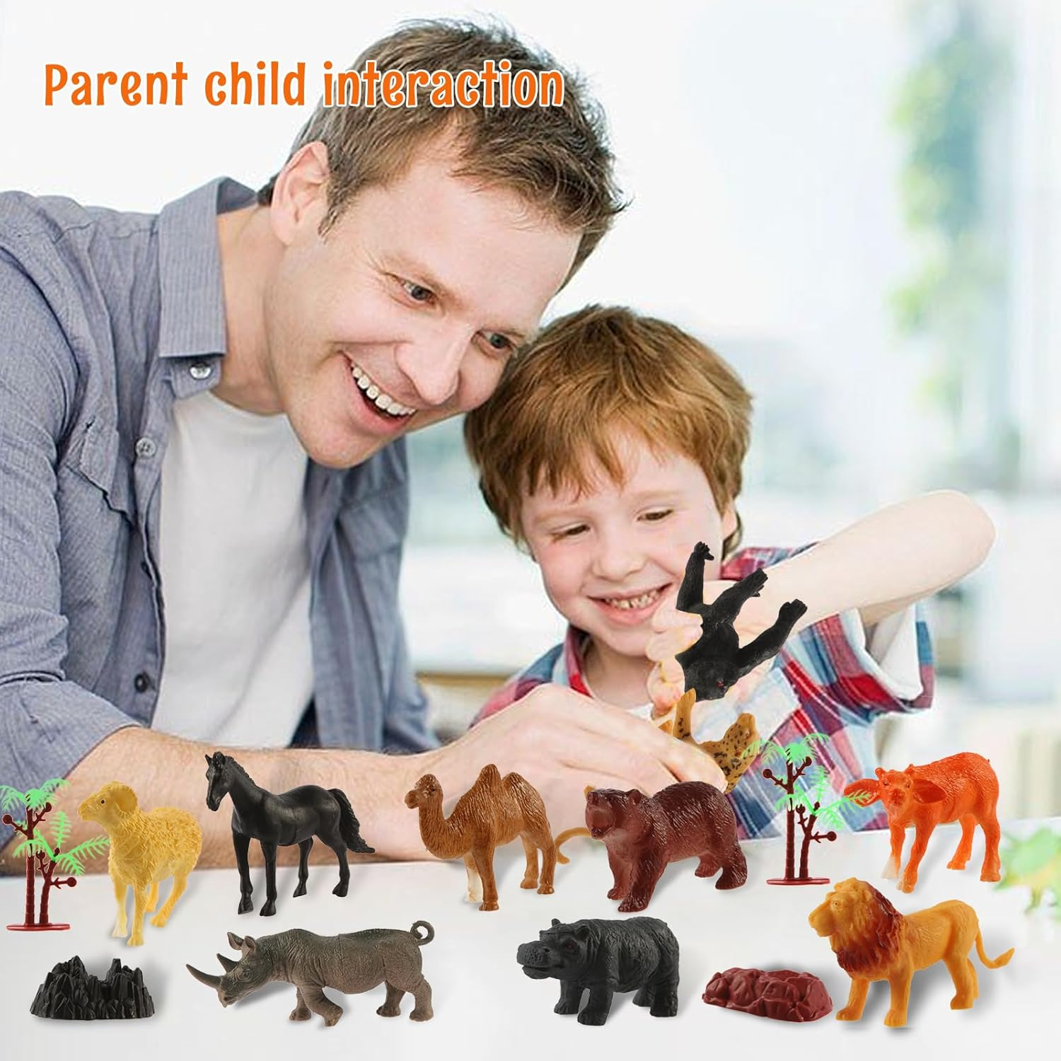 30-Piece Safari Animals Figures Toys Set for Kids -6-Inch Realistic Jumbo Wild Zoo Animals, Plastic African Wild Zoo Animals Playset with Metal Storage Box Educational Learning Playset for Kids 3-5-7 image number 6
