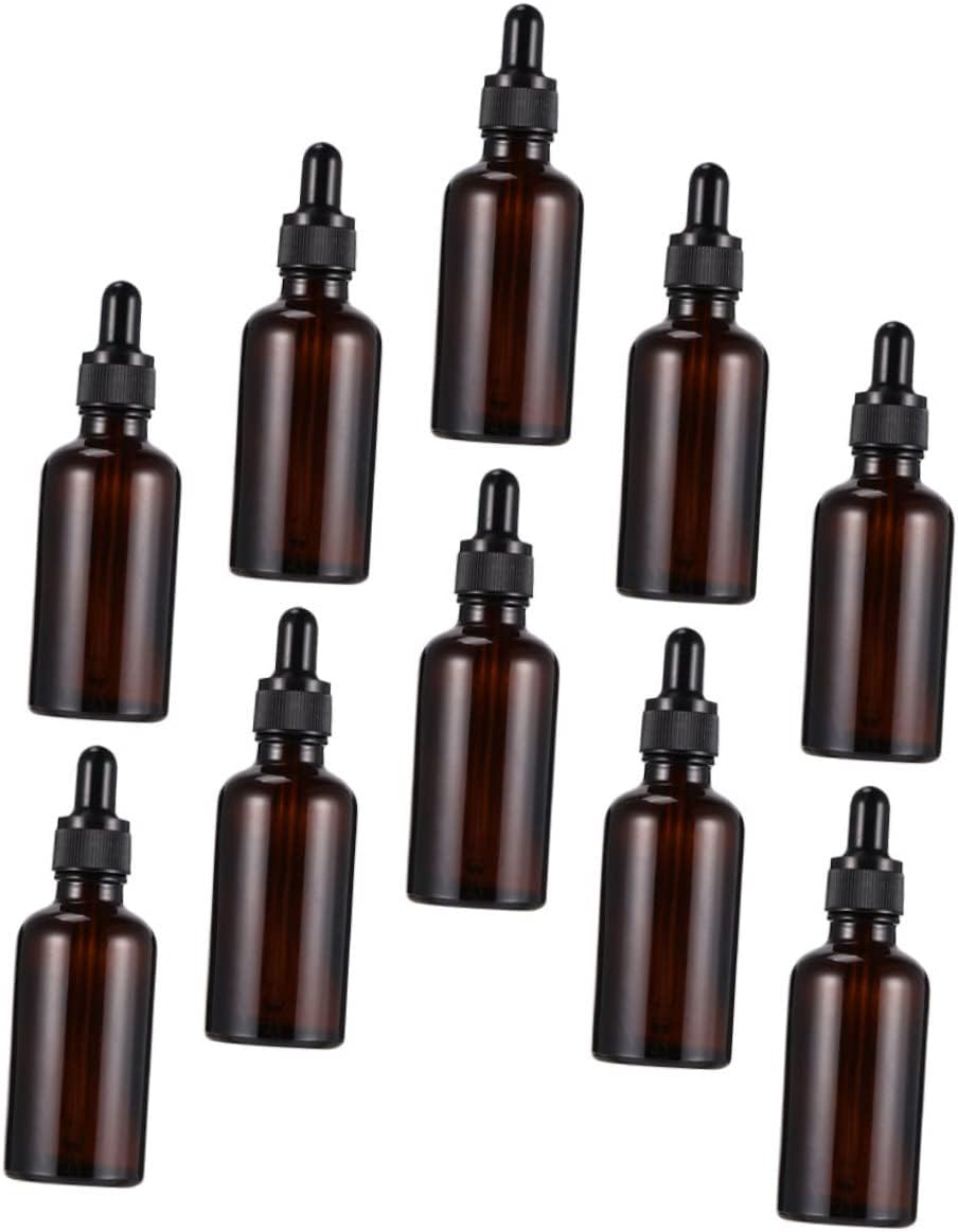 FOMIYES 50Ml Amber Glass Essential Oil Bottles 10Pcs Refillable Dropper Dispenser Bottles Portable for Travel and Storage image number 2
