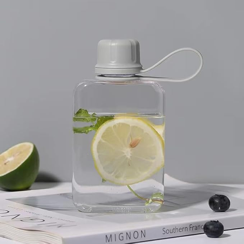 Flic-Flac Slim Travel Flask, Portable Square Water Bottle, 8.2 Oz, BPA Free Tritan, Leakproof Design, Grey, for Purse, Sports, Fitness image number 2