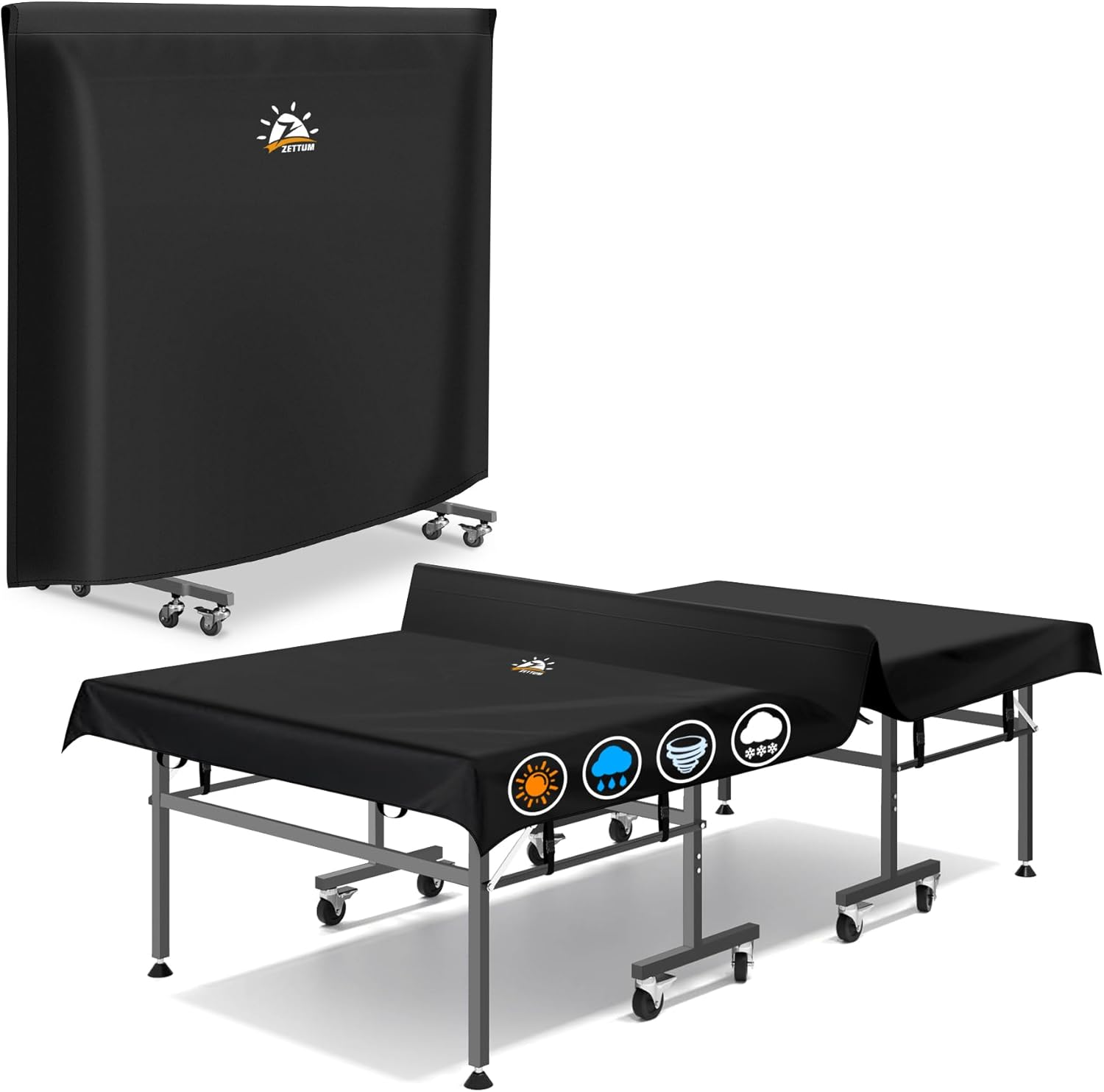 Zettum Ping Pong Table Cover - Waterproof & Heavy Duty Table Tennis Covers, Indoor Outdoor Tables Cover Fits Universal 9X5 FT Folding & Flat Tables, Durable 600D Covers Provide All-Weather Protection image number 2