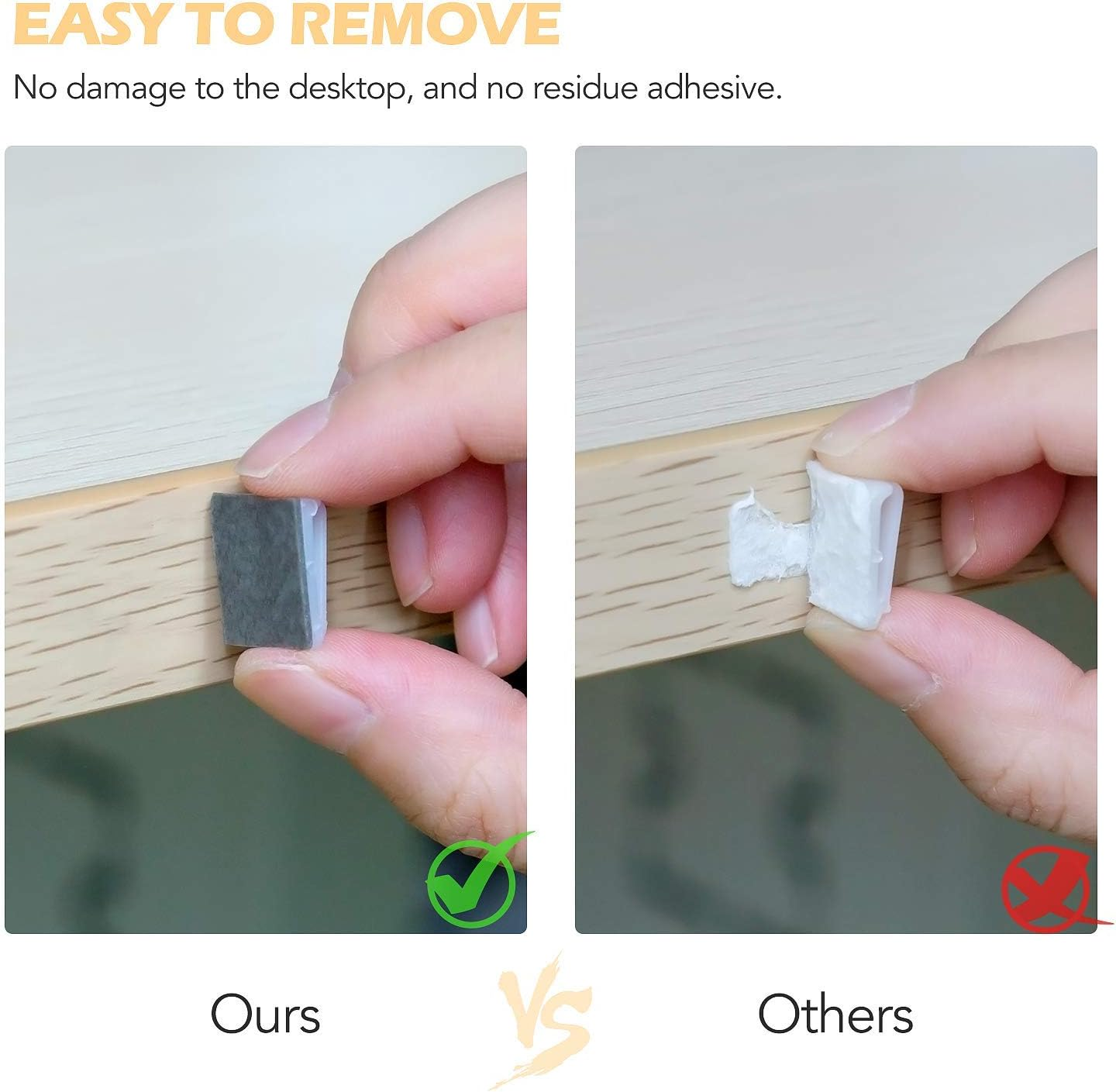 AGPTEK Self Adhesive Cable Clips, Wire Clips Cable Clamps Management TV PC Cable Holder Cord Organizer for Home, Office, Car, Desk (White, 100 PCS) image number 2