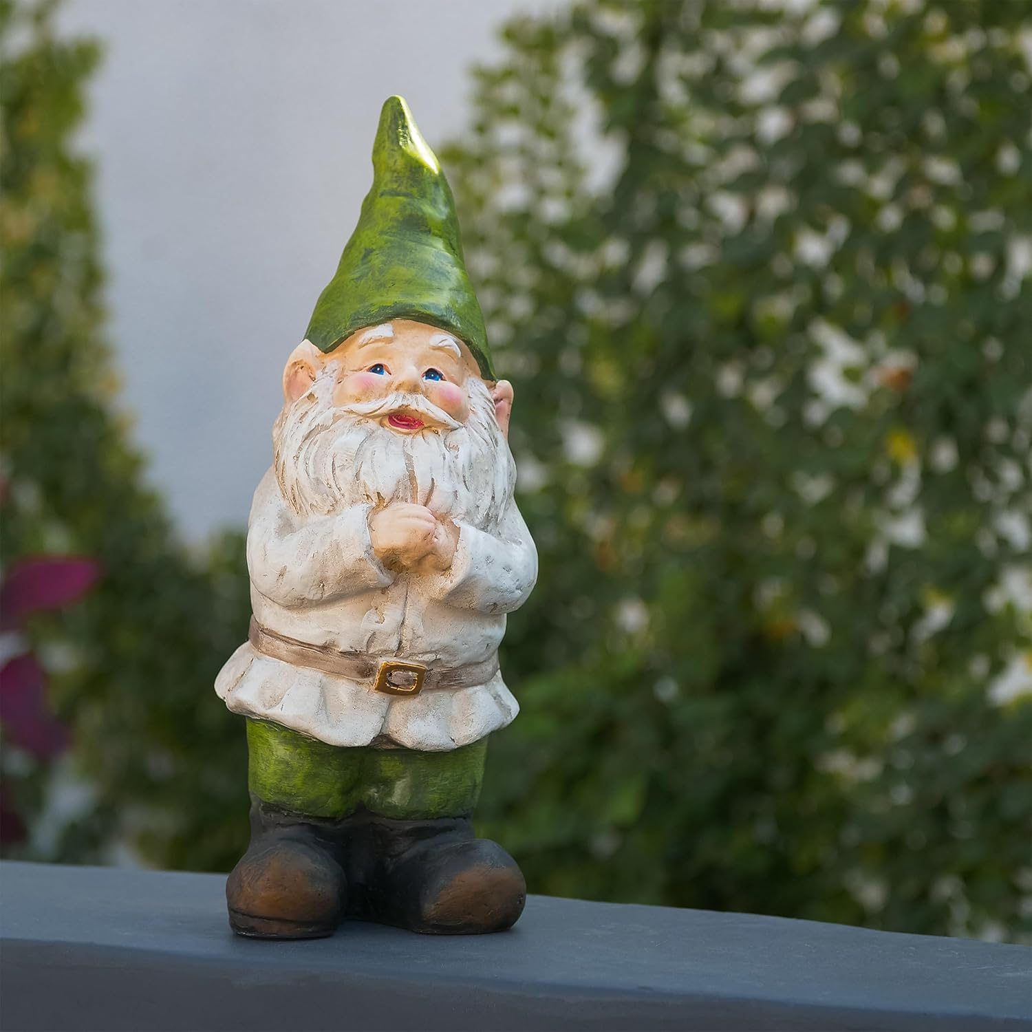Alpine Corporation - 12" Tall Outdoor Garden Gnome Yard Statue Decoration &ndash; Playful Resin Gnome with Earthtone Colors - Durable, Weatherproof Lawn Sculpture for Patio, Deck, Yard image number 4
