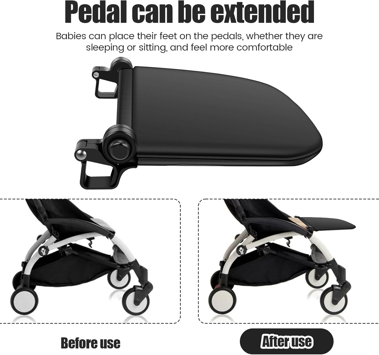 Baby Stroller Footrest, Universal Stroller Footrest Extension, 3 Mode Adjustable Baby Stroller Footrest, Oxford Cloth Baby Pram Footrest, Safe Stable Stroller Footrest for Babyzen Prams
