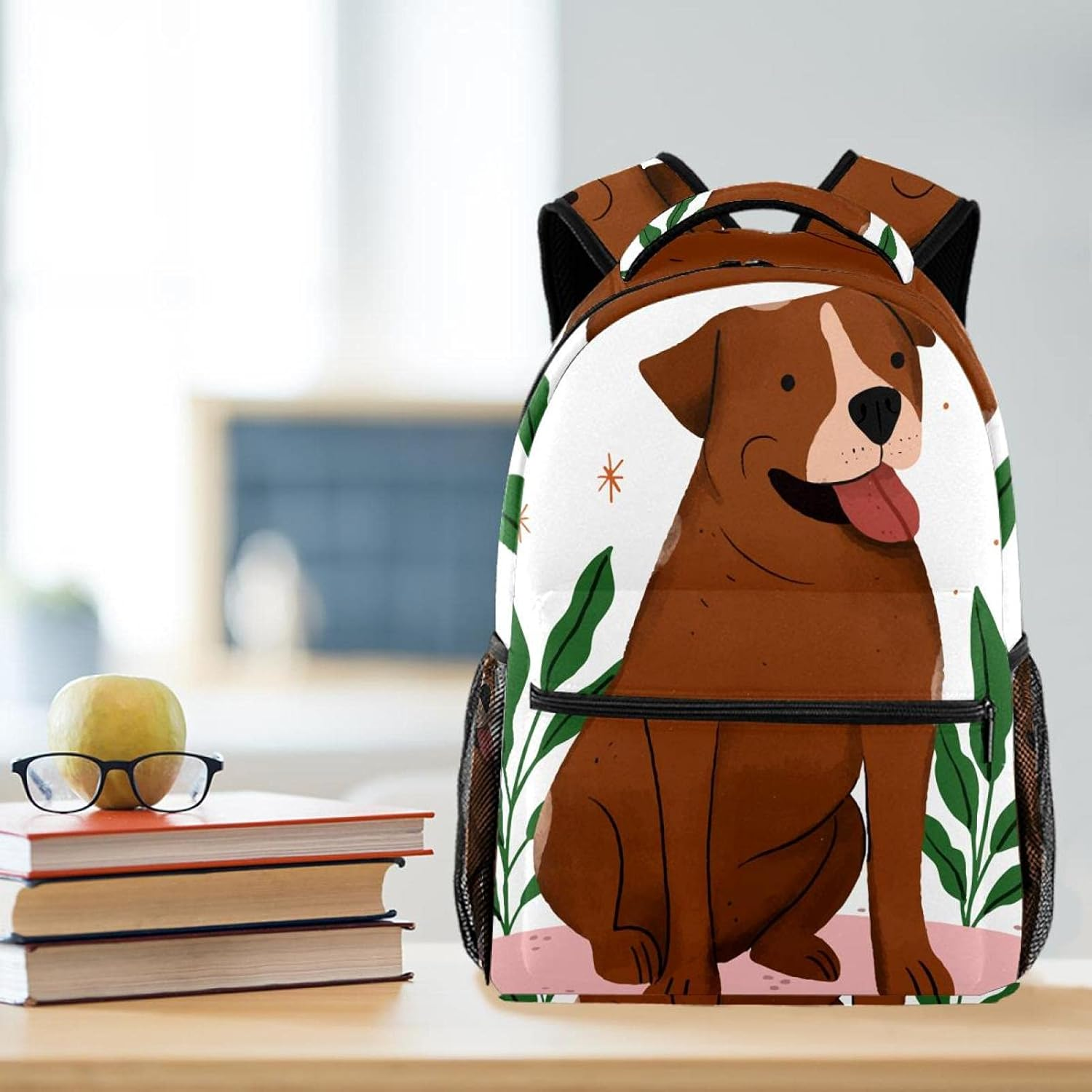 Cute Pitbull Illustration Backpack Students Shoulder Bags Travel Bag College School Tote Backpacks image number 3