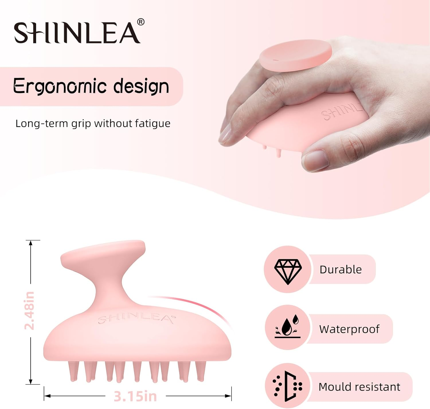 SHINLEA Silicone Scalp Massager Shampoo Brush, a Scalp Brush That Promotes Hair Growth and Removes Dandruff, Double Use of Dry and Wet image number 3
