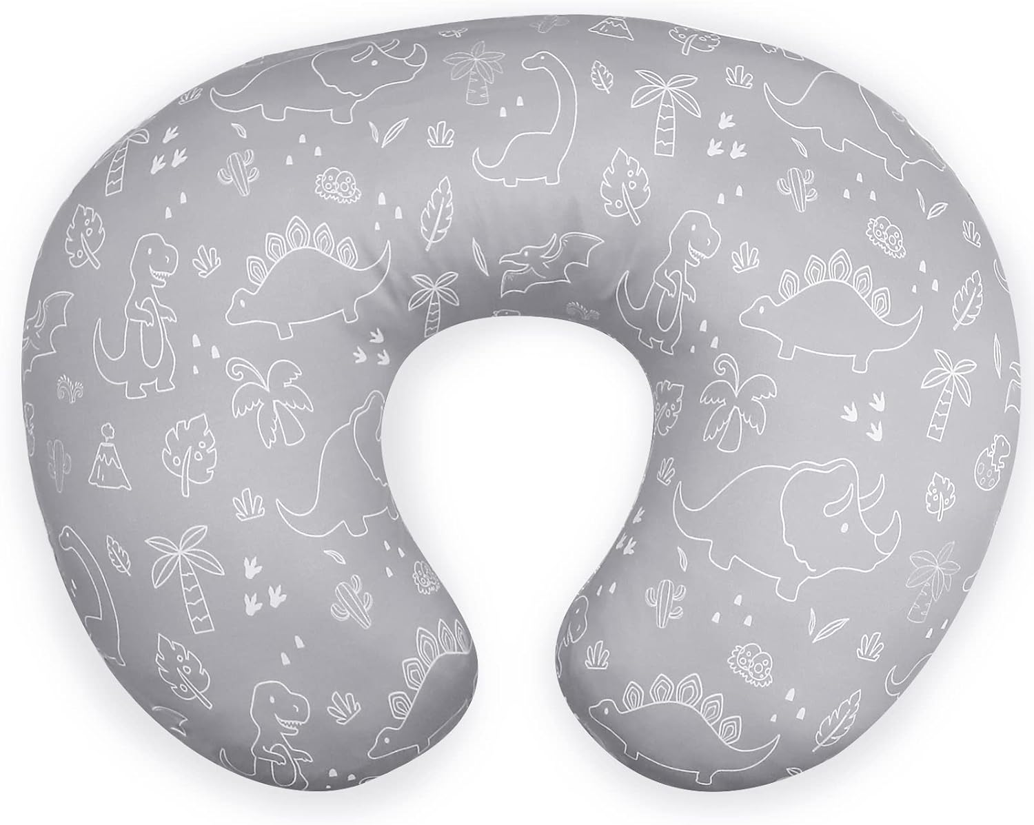 DILIMI Nursing Pillow Cover Stretchy Removable Case for Breastfeeding Pillows, Ultra Soft Comfortable Slipcover for Baby Girl and Boy, Watercolor Dinosaur and Leaves(Pillow Not Included)