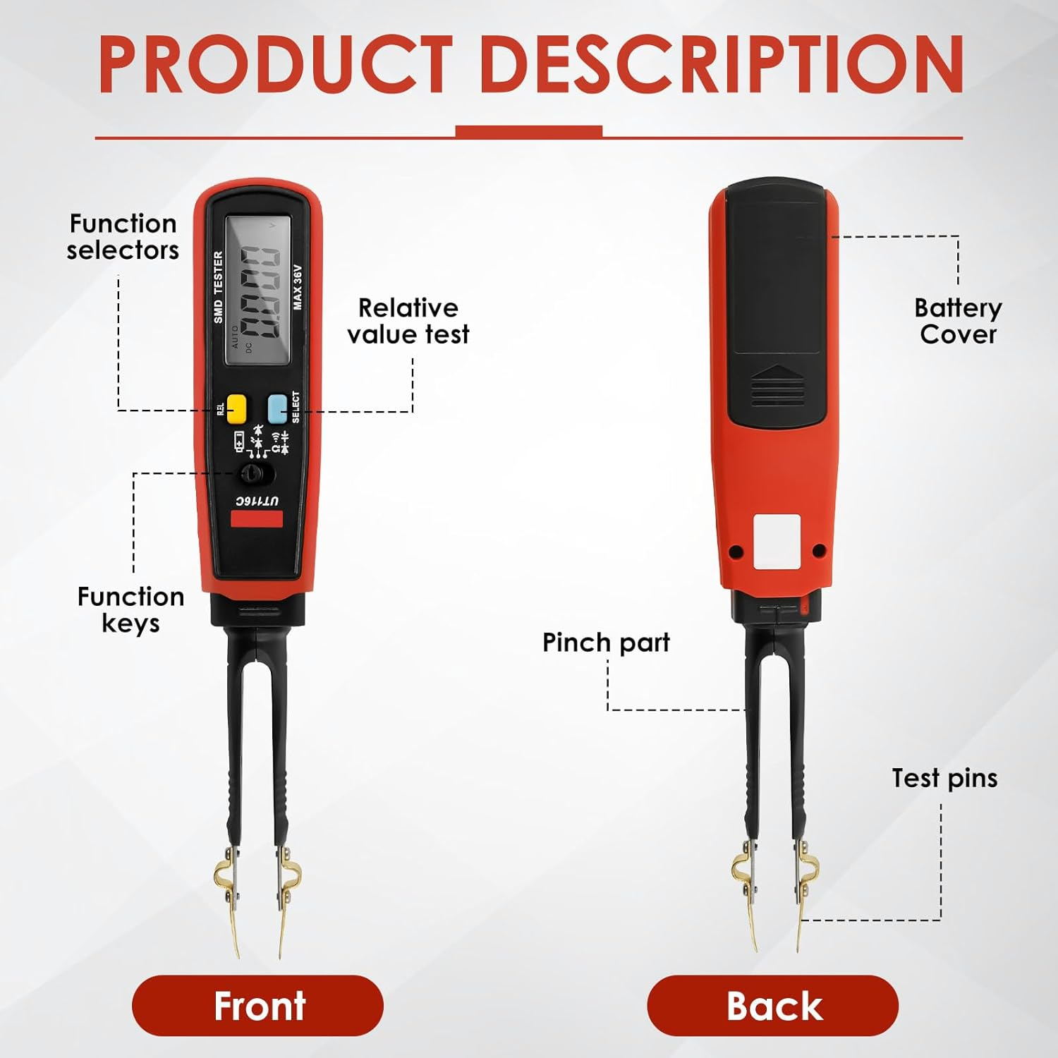 Draw Fuse Tester Multifunctional Fuse Monitor Battery Powered Circuit Tester Reusable Automotive Car Circuit Testing Tools for Car Boat Caravan(Red and Gray) image number 2