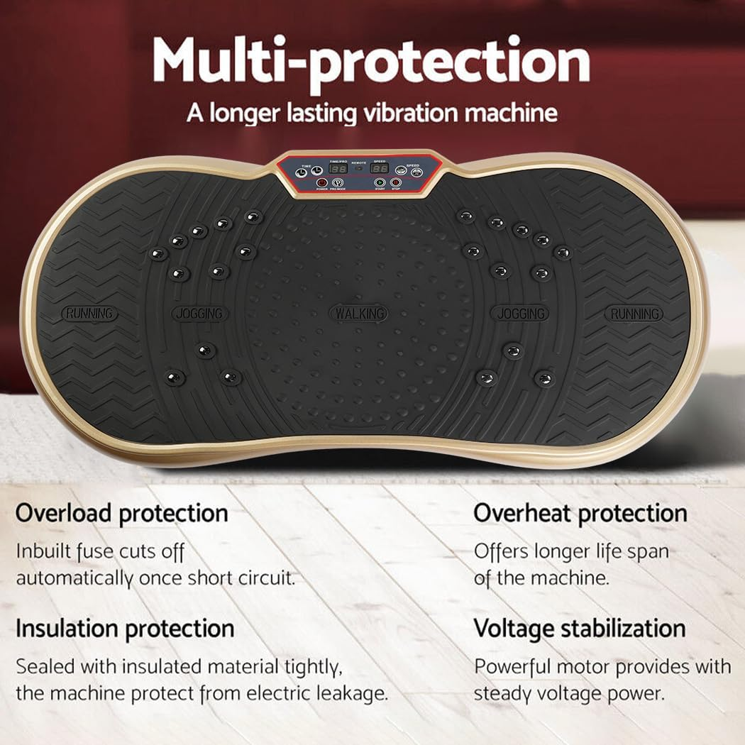 PORIYA Vibration Machine,180Kg Capacity,99 Speed Levels,Remote Control Full Body Fitness Vibrating Plate,Exercise Platform with Resistance Bands for Home Workout,Ideal for All Ages - Black image number 3