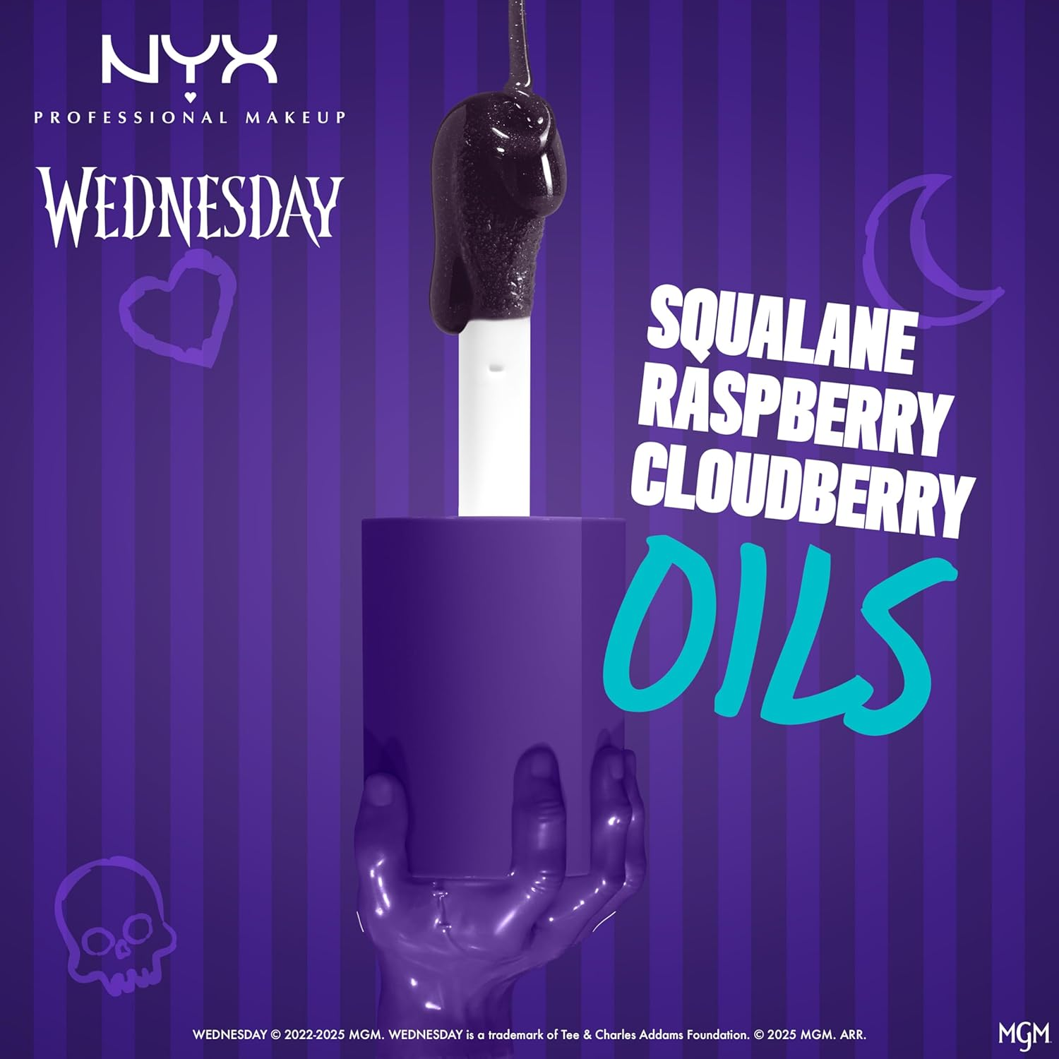 NYX Professional Makeup Wednesday Color-Shifting Lip Oil, Moisturizing, Tinted, and Non-Sticky Lip Gloss with up to 12HR Hydration - Nightshade - Moon Shifted image number 3