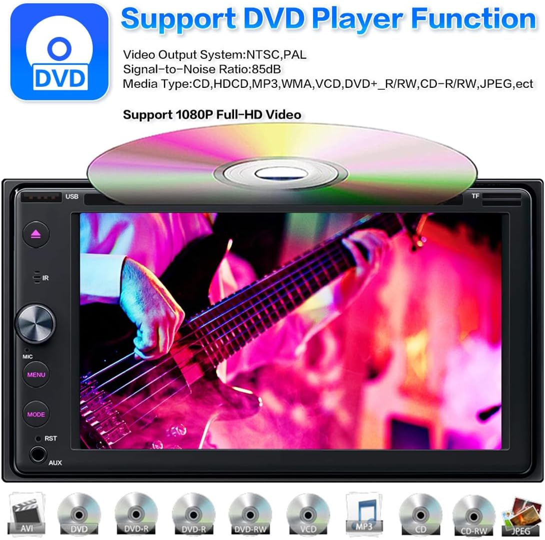 6.2 Inch Double Din Apple Carplay, Android Auto Car Stereo HD Touchscreen Bluetooth Multimedia DVD CD Radio Player, Car Play Mirror Link Car Audio Receiver RDS AM FM USB SD AUX image number 2