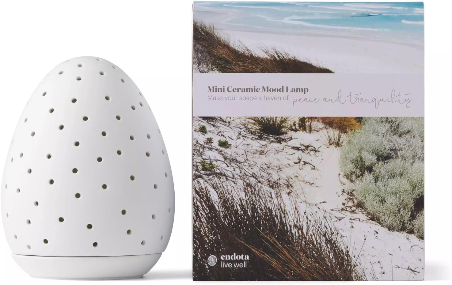 Endota Live Well Mini Ceramic Mood Lamp, Uplift and Brighten Your Haven with Calm and Tranquillity. image number 1