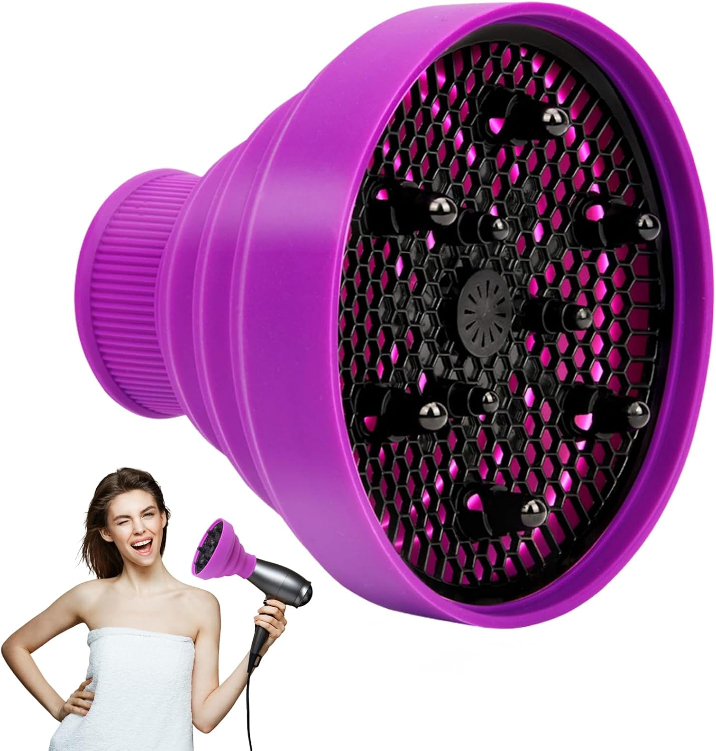 Curly Hair Diffuser, Universal Diffuser for Dryer, Diffuser for Hair Dryer, Universal Folding Hair Diffuser, Silicone Dryer Diffuser, Foldable Silicone Diffuser for Hair Dryer image number 2