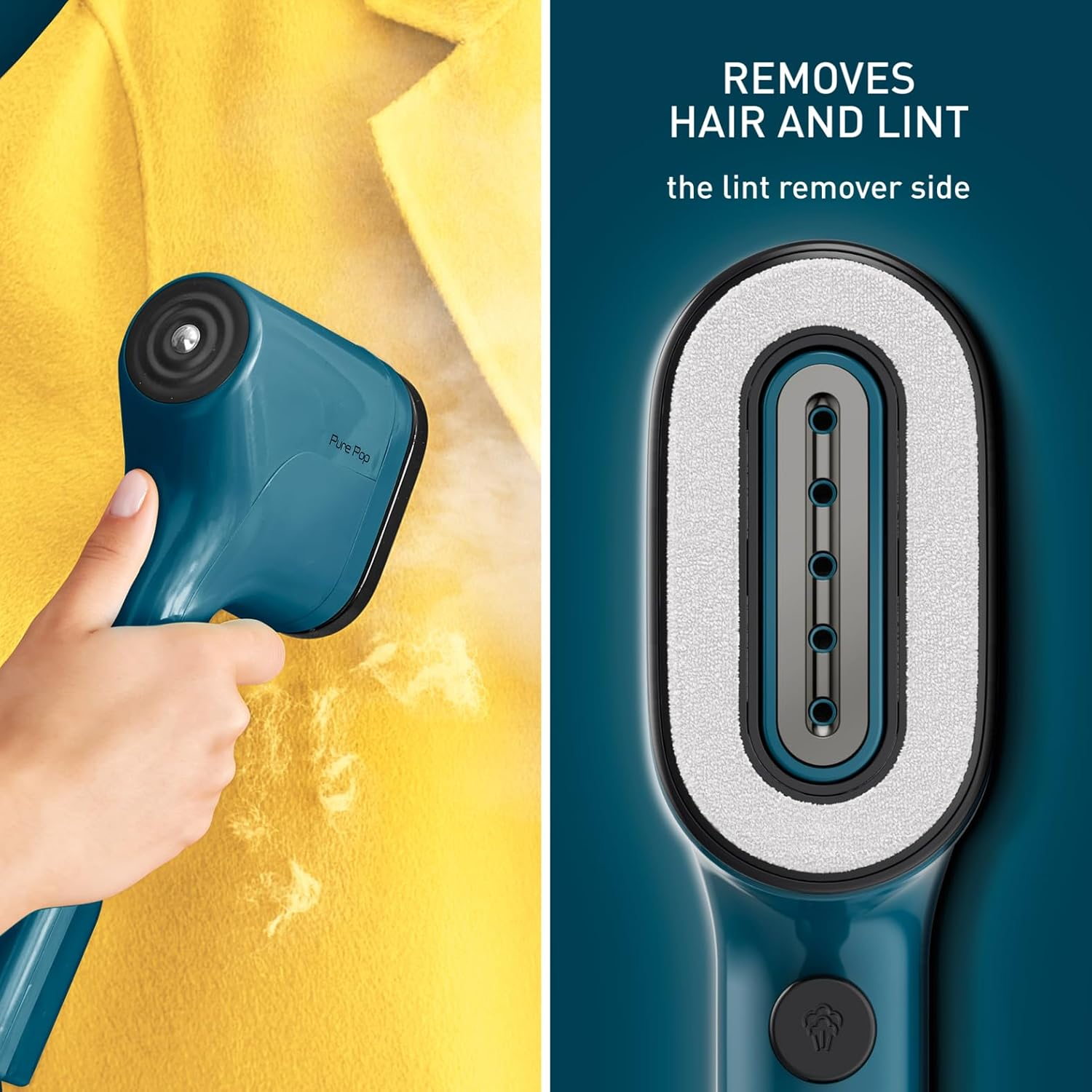 Tefal, Pure Pop Handheld Garment Steamer, 1300W of Power 20G/Min, Garment Care, Reversible Lint Pad, Travel Bag Included, Fast Heat Up - Teal image number 7