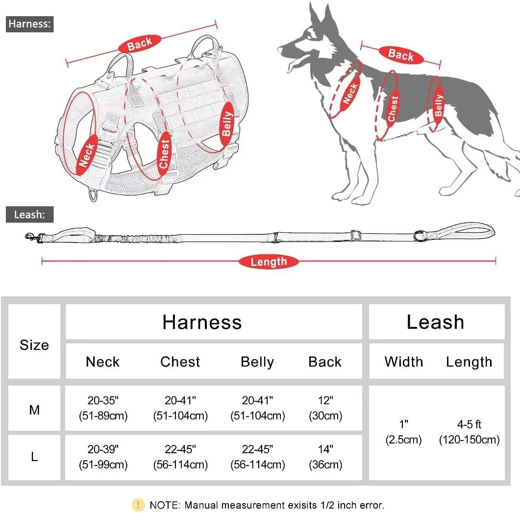 Beirui Robust Tactical Dog Harness Lead Backpacks Set with 2 Patches for Medium Large Dogs, No Pull Safety Harness, Dog Tactical Vest with 2 Metal Buckles & Handles, Brown, M image number 1
