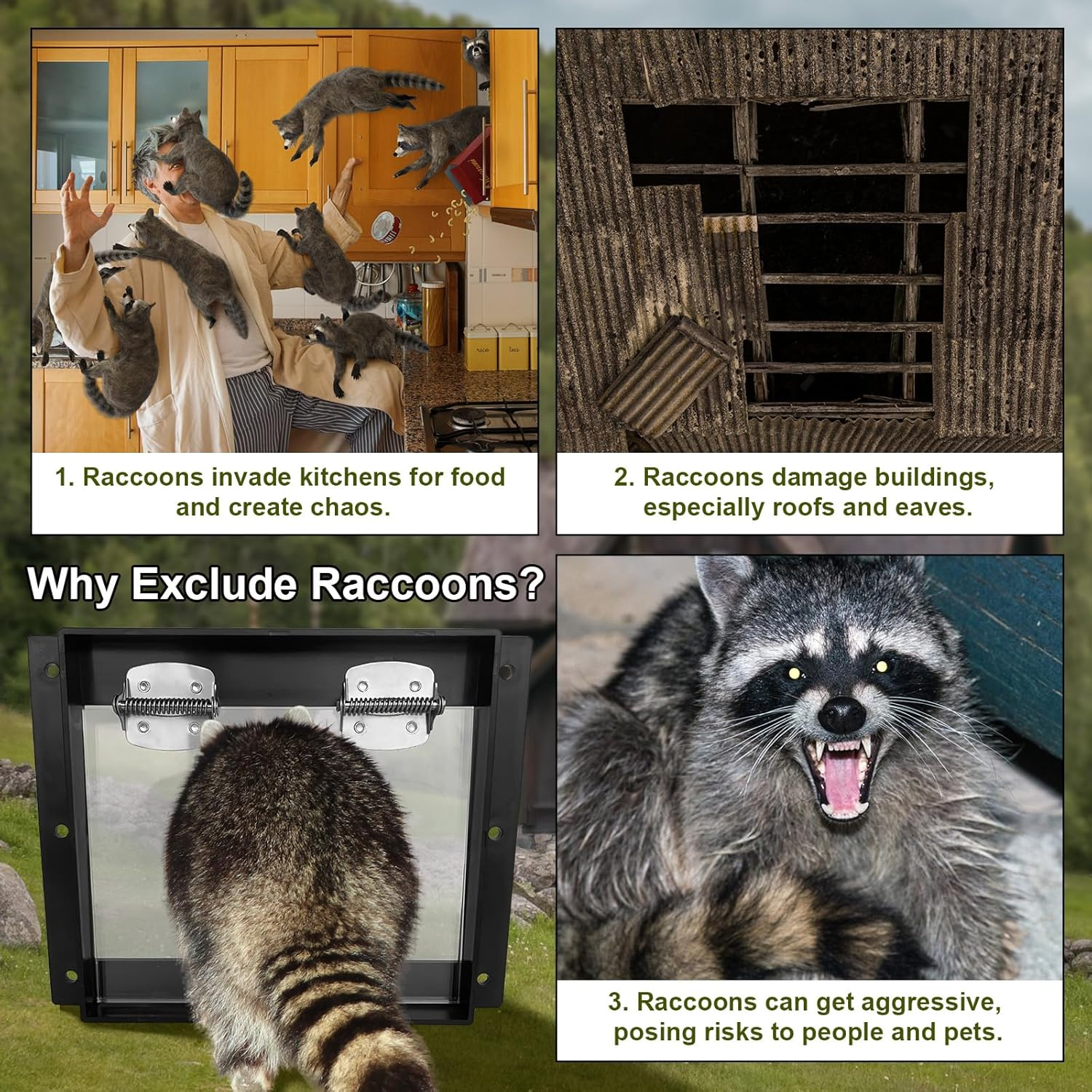 JINKEY Raccoon Excluder One Way Door, Safe Removal Raccoons Trap Contactless Exclusion Device for Attics,Under Decks & Chimneys Raccoon One Way Exclusion Door image number 2