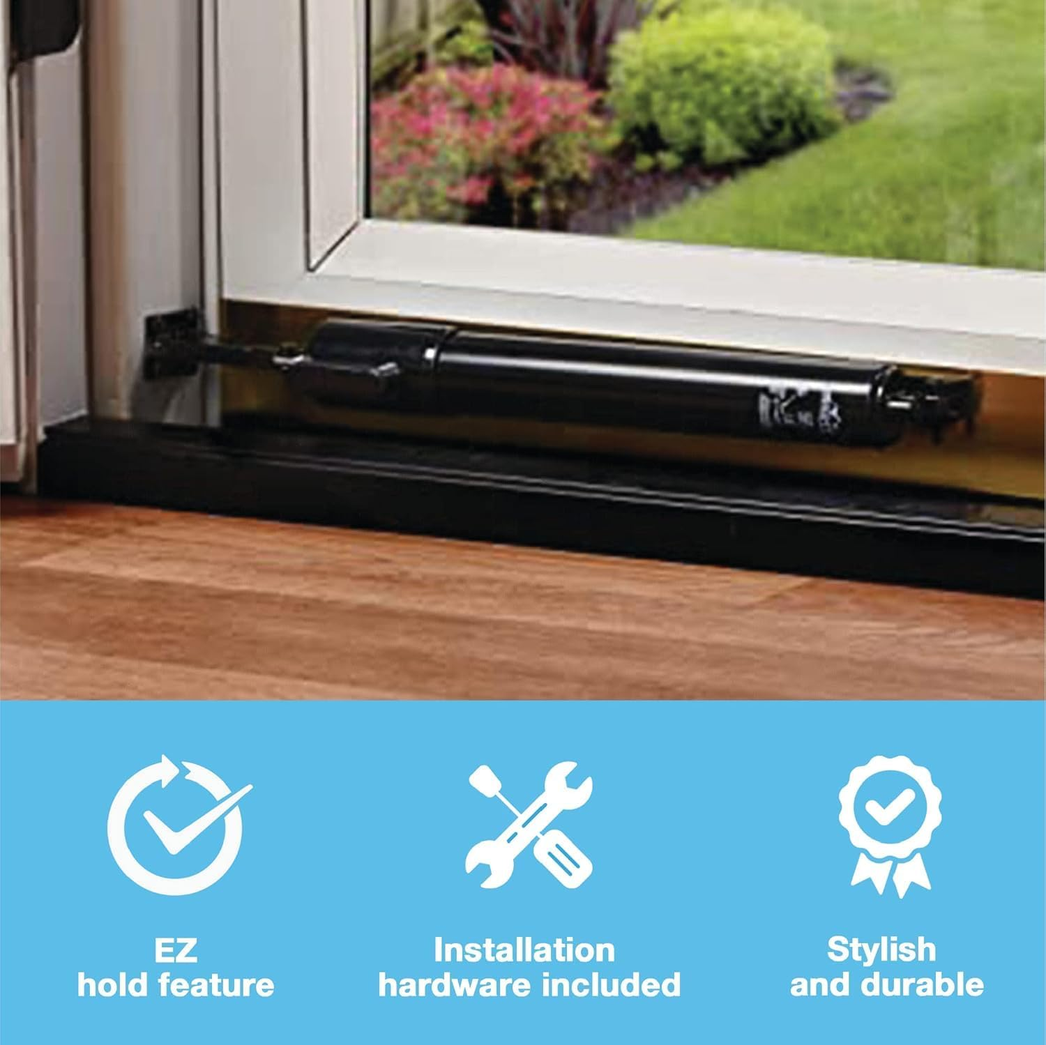 Wright Products V2012BL Heavy Duty Tap-N-Go Pneumatic Closer, Black image number 1