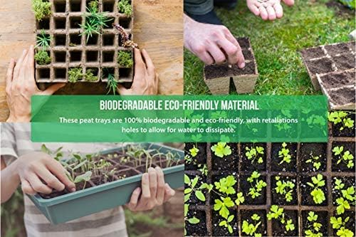 TIROTECHS Biodegradable Plant Starter Trays - Eco Friendly Seed Starter Tray Kit, Peat Pots for Seedlings, Seed Starter Tray Garden with 10 Bonus Plant Labels, Seed Starter Pots (15, 10 Cells) image number 1