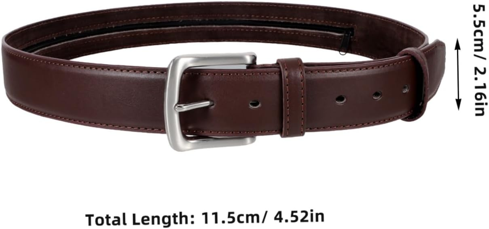 CALLARON Travel Money Belt with Hidden Zipper Pocket, Secure Pu Leather Waist Wallet Belt for Men, Anti-Theft Travel Waistband for Storing Valuables and Cash, Brown