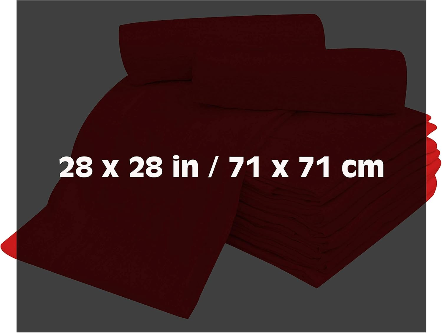 Flour Sack Kitchen Towels (Optical White, 12 Pack), 100% Cotton 28 X 28 Inches Cloth Napkins, Multi Purpose Dish Cloth | Tea Towels | Kitchen Towels&hellip; (Red) image number 1