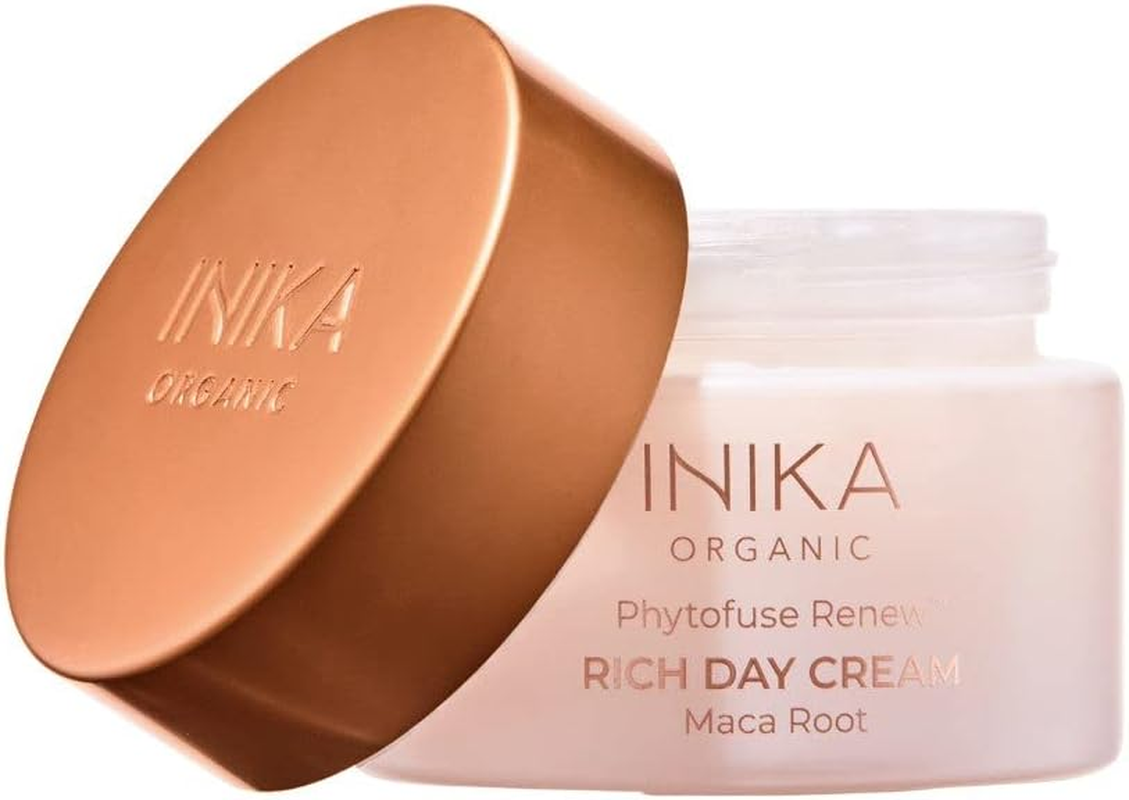 INIKA Organic Phytofuse Renew Rich Day Cream | Luxurious Moisturiser That Firms, Smooths Wrinkles, Boosts Hydration, Regenerates and Nourishes Skin. Very Dry and Mature Skin. Organic, Natural, Vegan. image number 1