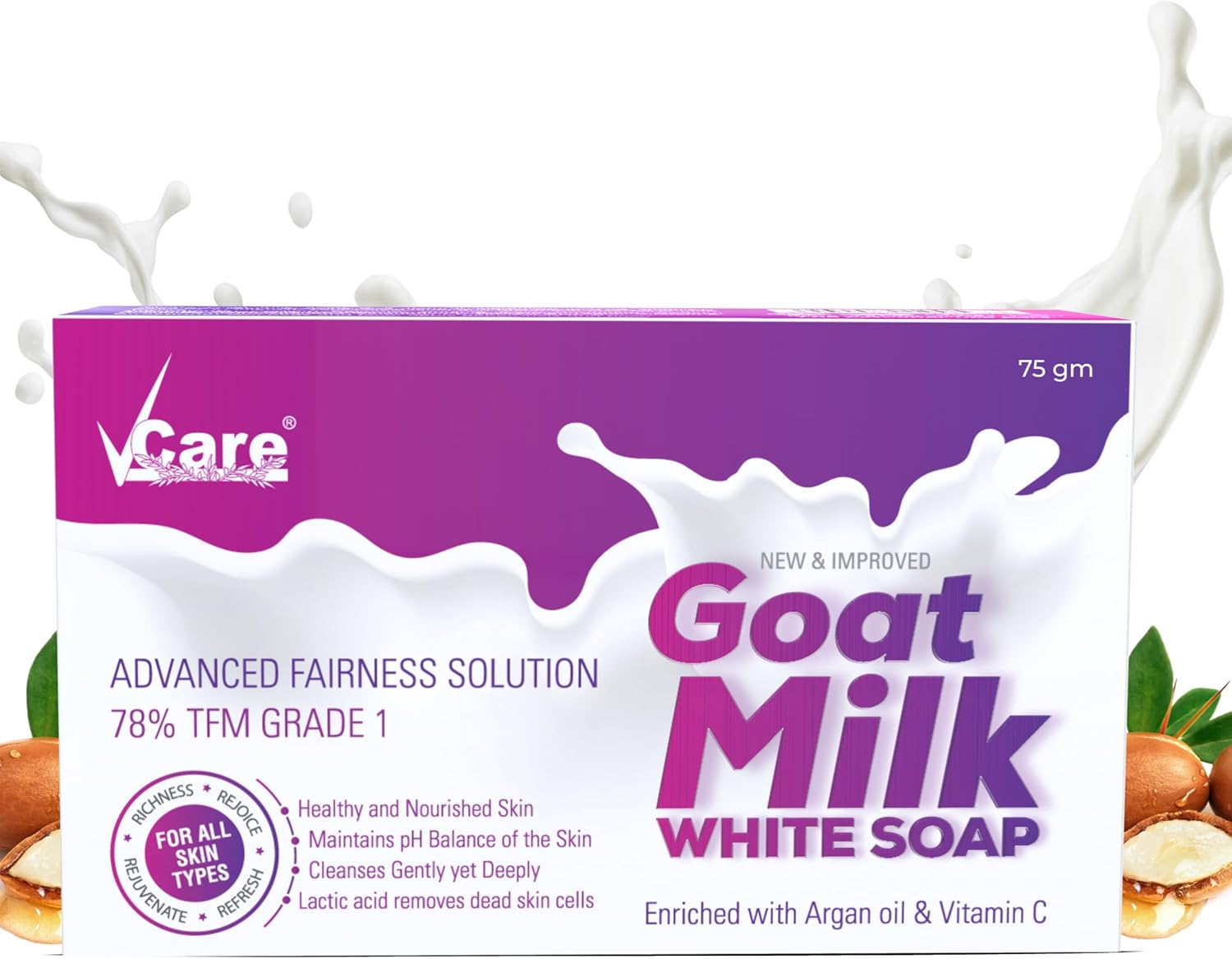 Vcare Goat Milk Soap 75G, Pack of 3 image number 1