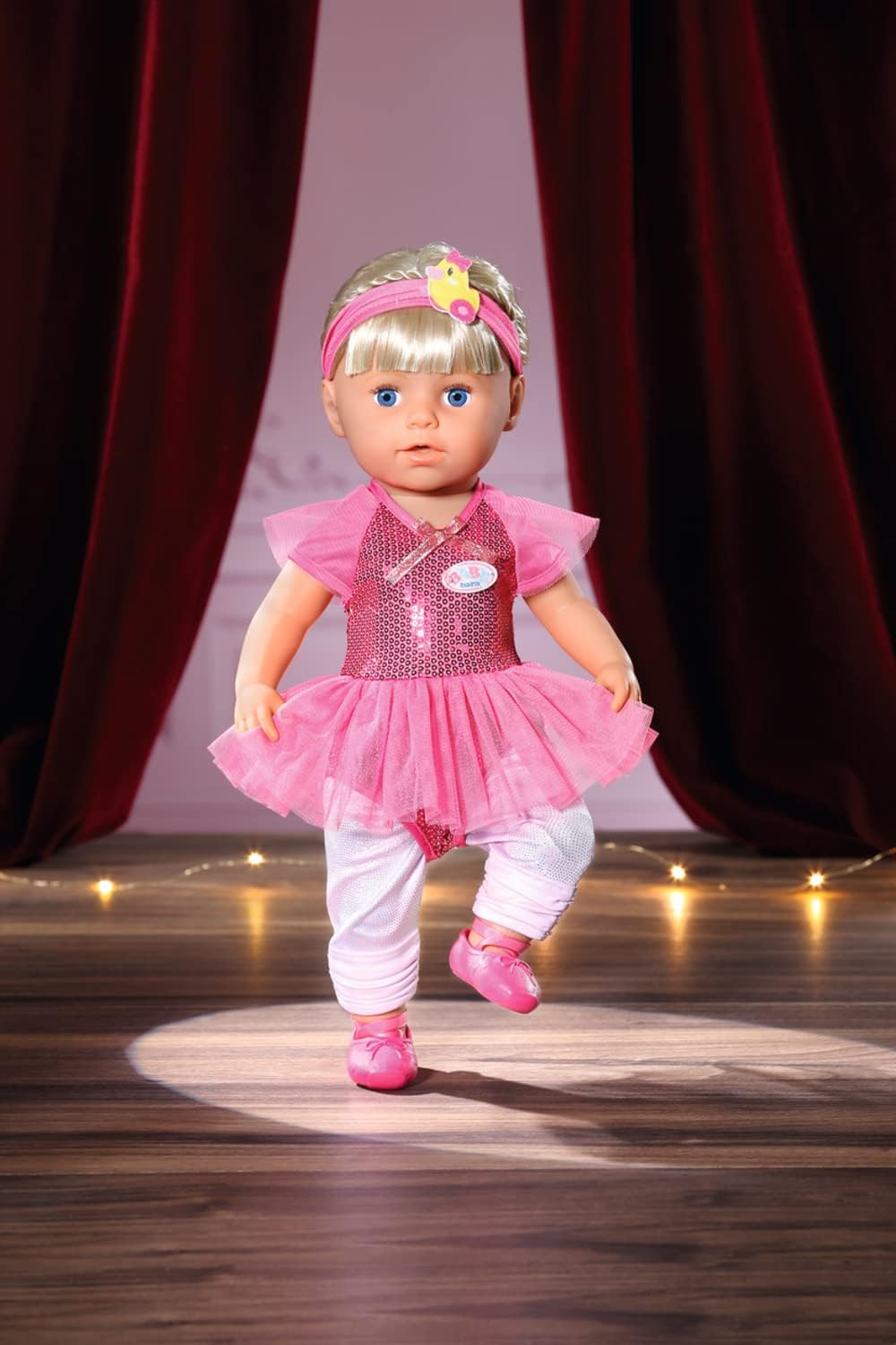 Baby Born Zapf Creation 834176 Deluxe Ballerina Doll Accessories Doll Clothes Set Consisting of Glitter Bodysuit, Leggings, Shoes and Headband in Pink image number 2