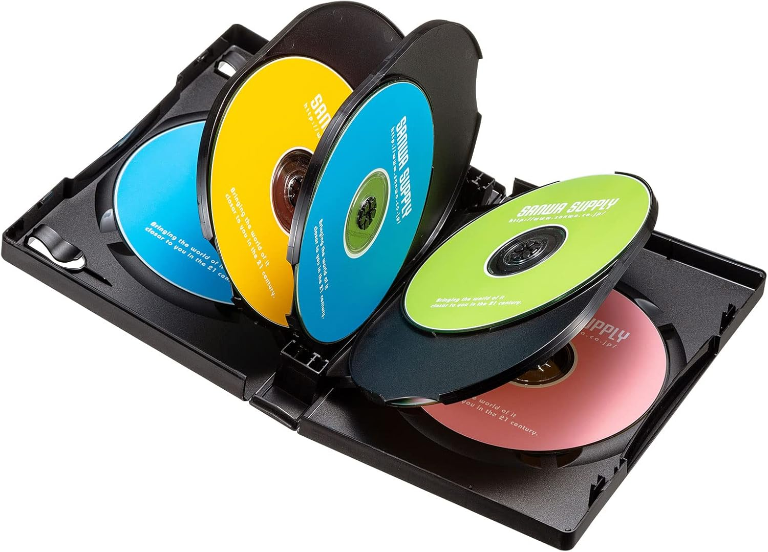 Sanwa Supply DVD-TW8-03BKN DVD Tall Case (8 Disc Storage, Set of 3, Black) image number 2