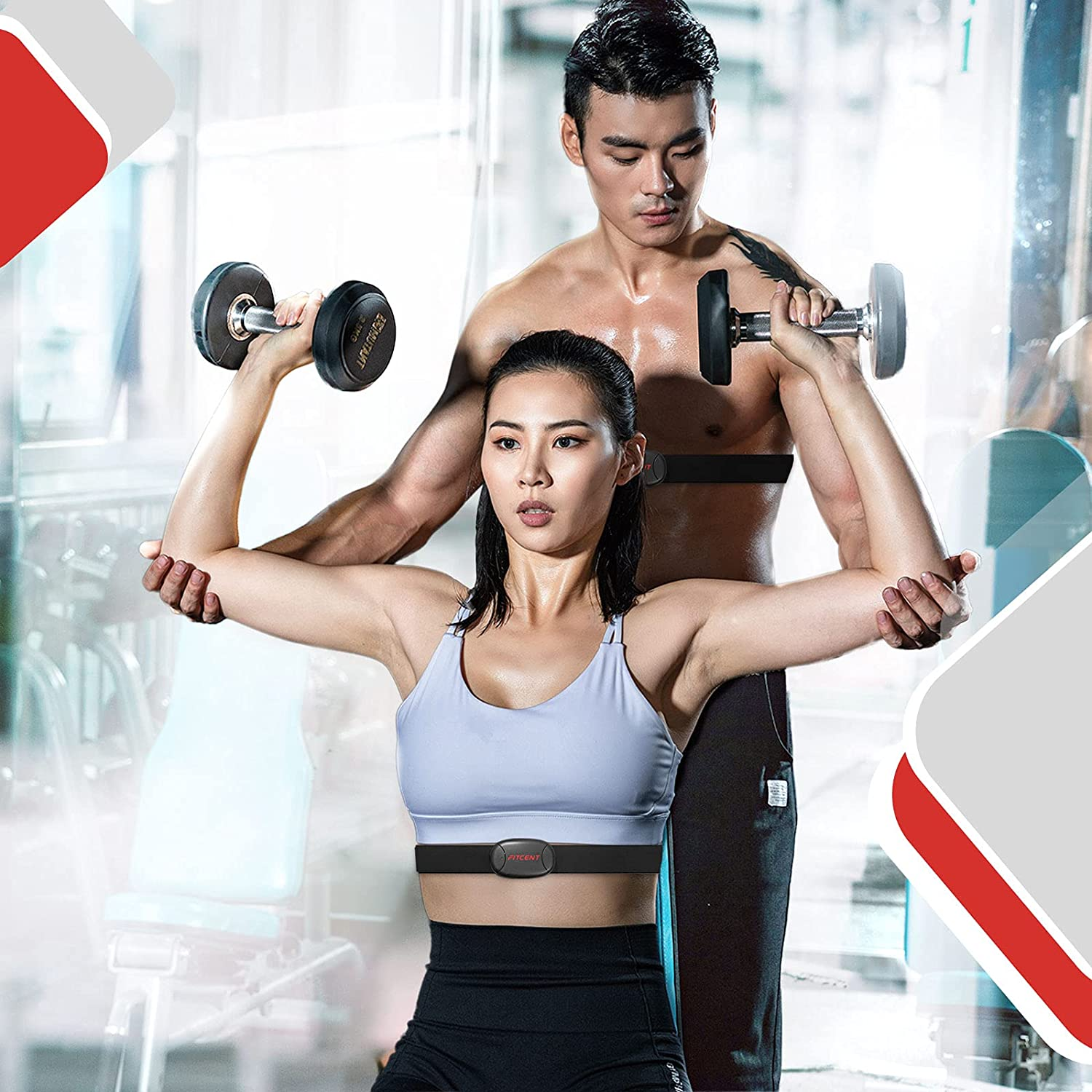 FITCENT Heart Rate Monitor Chest Strap with Wireless Charger, HR Sensor Belt Bluetooth 5.0, ANT+ and 5.3 Khz for Men Women image number 2