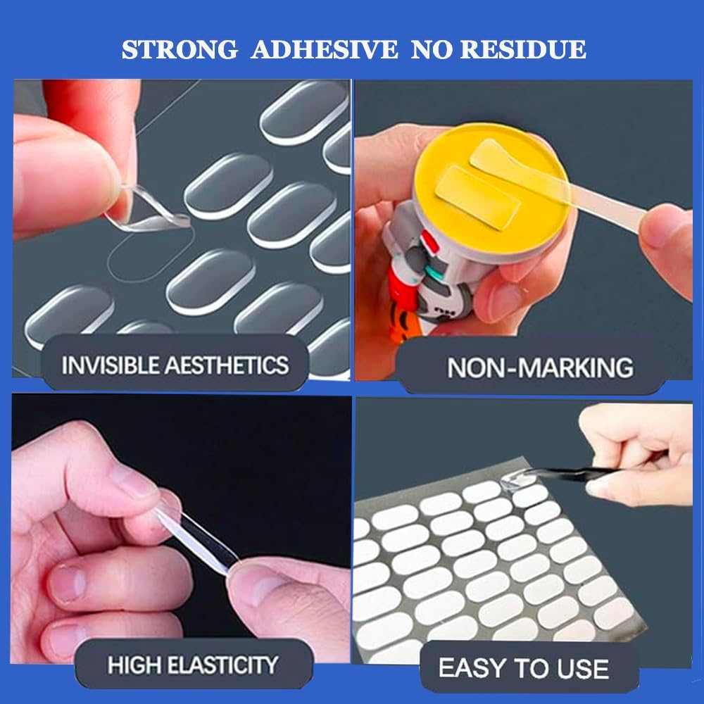 Clear Removable Gel Glue Putty for Museum Action Figures, 0.31X 0.51 Sticky Dots Clear Double Sided Removable,Sticky Tack for Wall Hanging,Wax Mounting Putty (100 PCS) image number 2