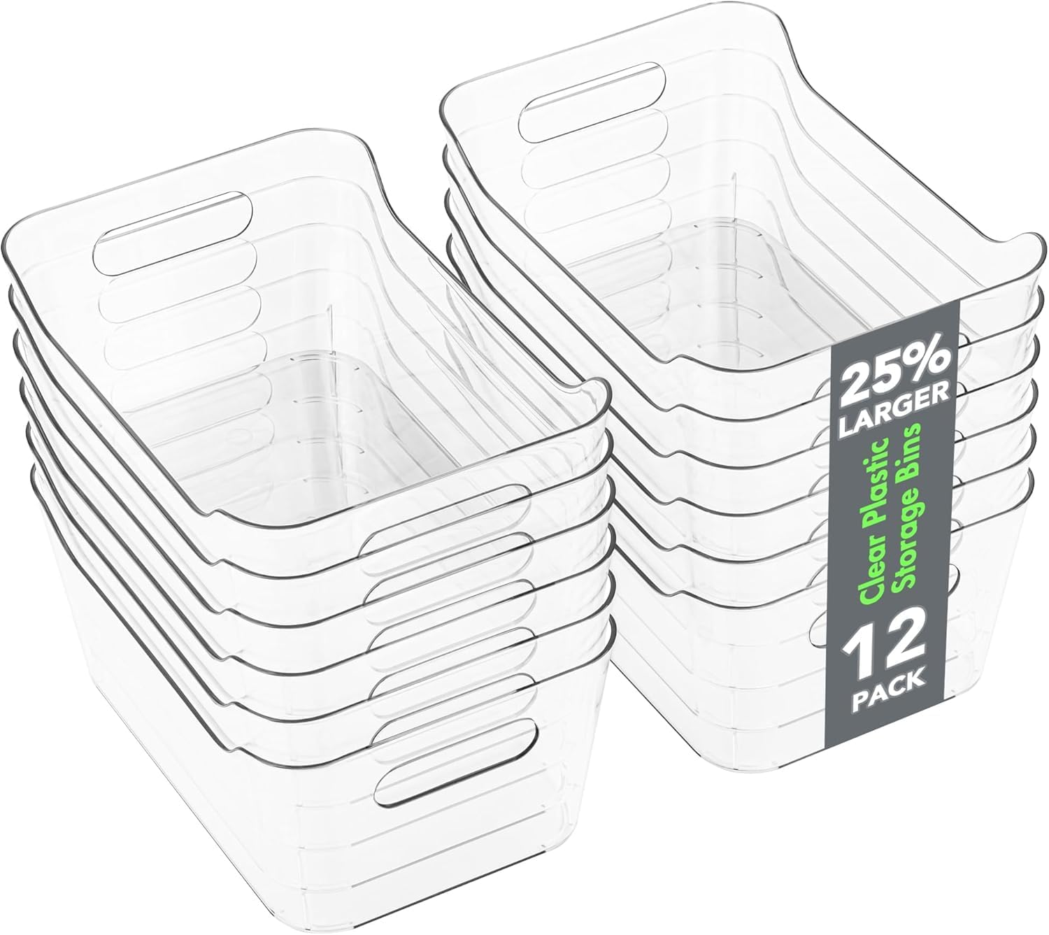 12 Pack Plastic Storage Bins, Multi-Use Organizer Bins, Pantry Organizer, Clear Storage Containers for Home, Kitchen, Office, Cabinet, Shelf and Fridge Organization image number 4