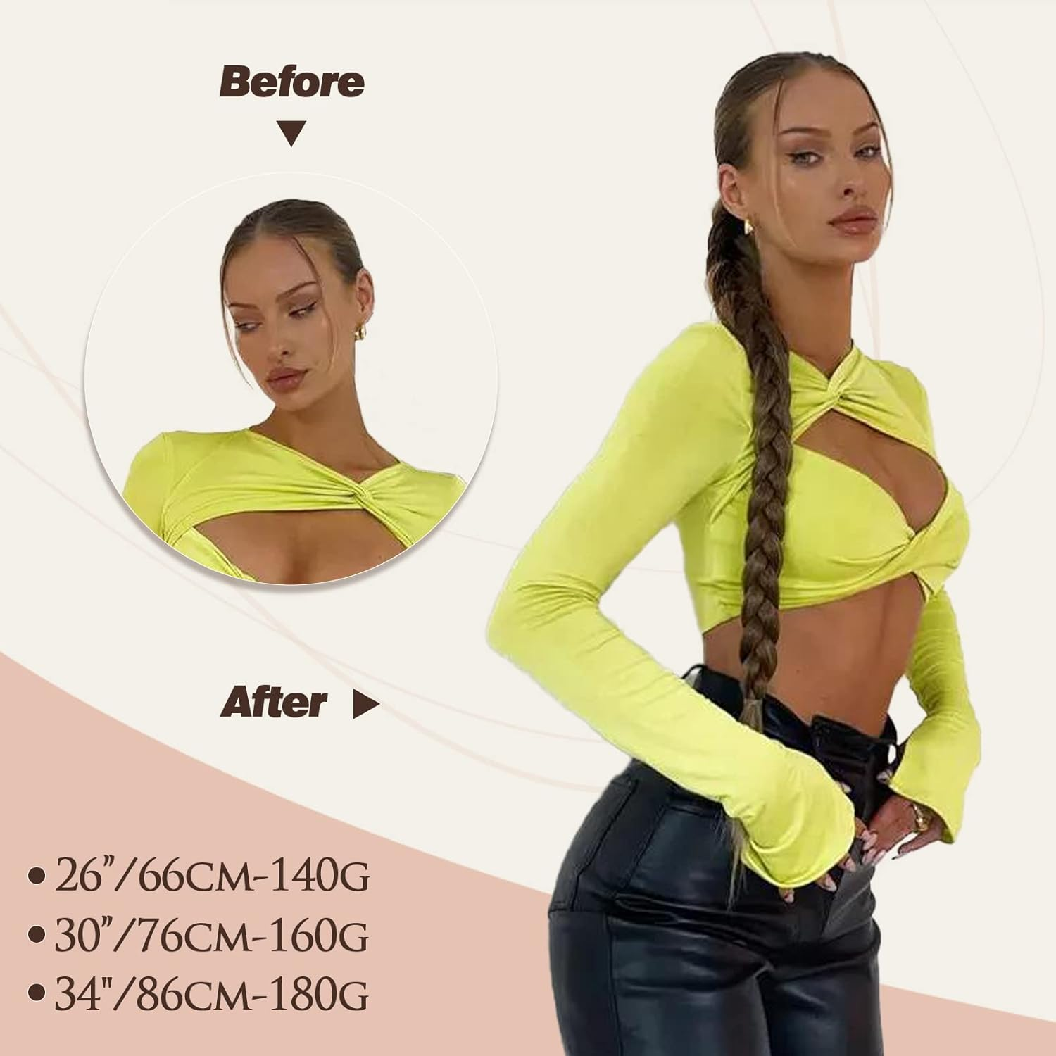 BARSDAR 66 Cm Long Braided Ponytail Extension Elastic Band, Straight Wrapped Braid, Hair Extensions, Ponytail, DIY, Natural, Soft, Synthetic Hairpiece for Women image number 5